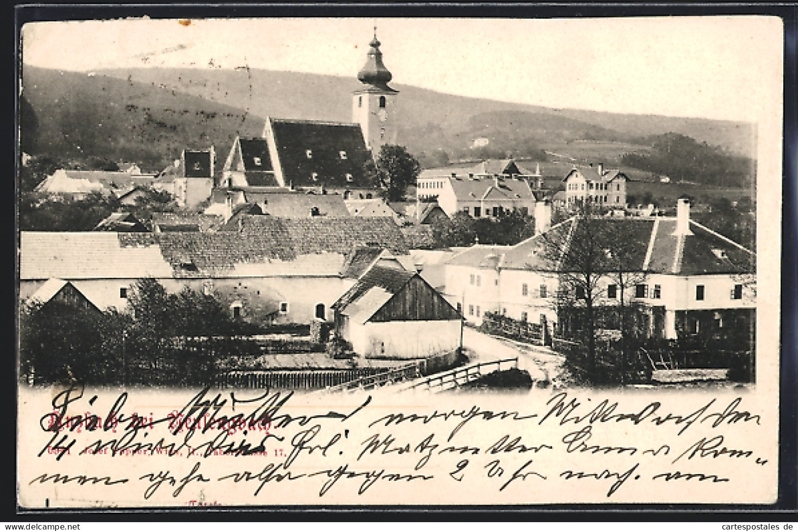 AK Anzbach bei Neulengbach, Strassenpartie mit Kirche