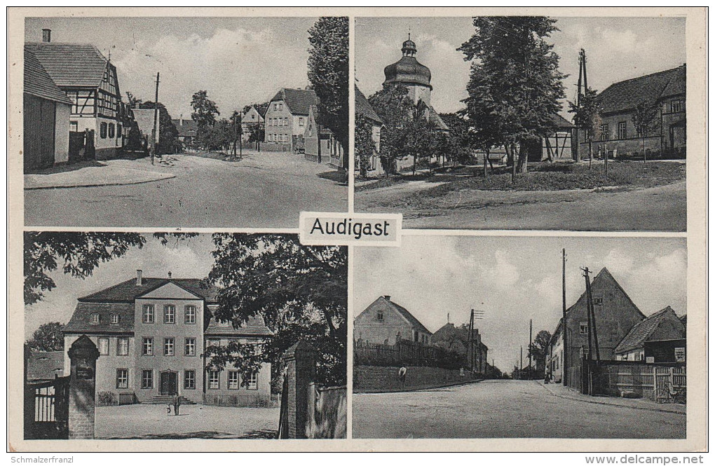 AK Audigast Schule Dorfplatz Gasthof Groitzsch Stempel bei Leipzig Zwenkau Borna Pegau Böhlen Zeitz Weissenfels