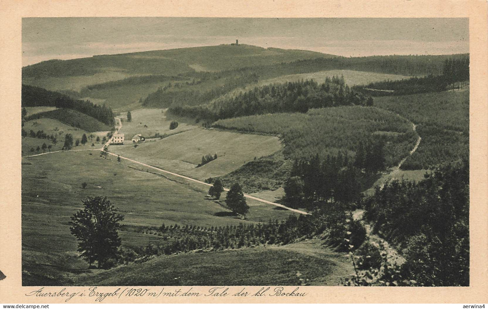 AK Auersberg Talansicht kleine Bockau Sachsen Erzgebirge ungelaufen Postkarte