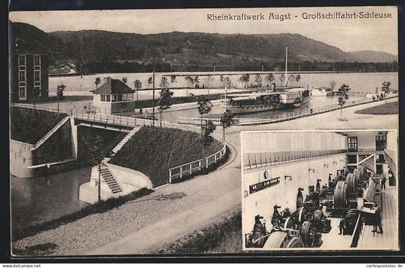 AK Augst, Grossschifffahrt-Schleuse am Rheinkraftwerk Augst