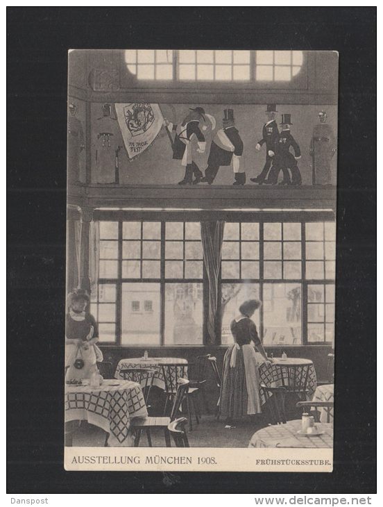 AK Ausstellung München 1908 Frühstücksstube