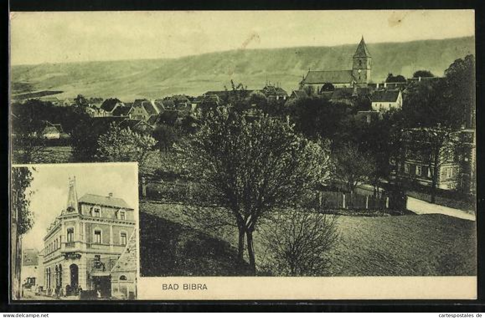 AK Bad Bibra, Ortsansicht mit Kirche