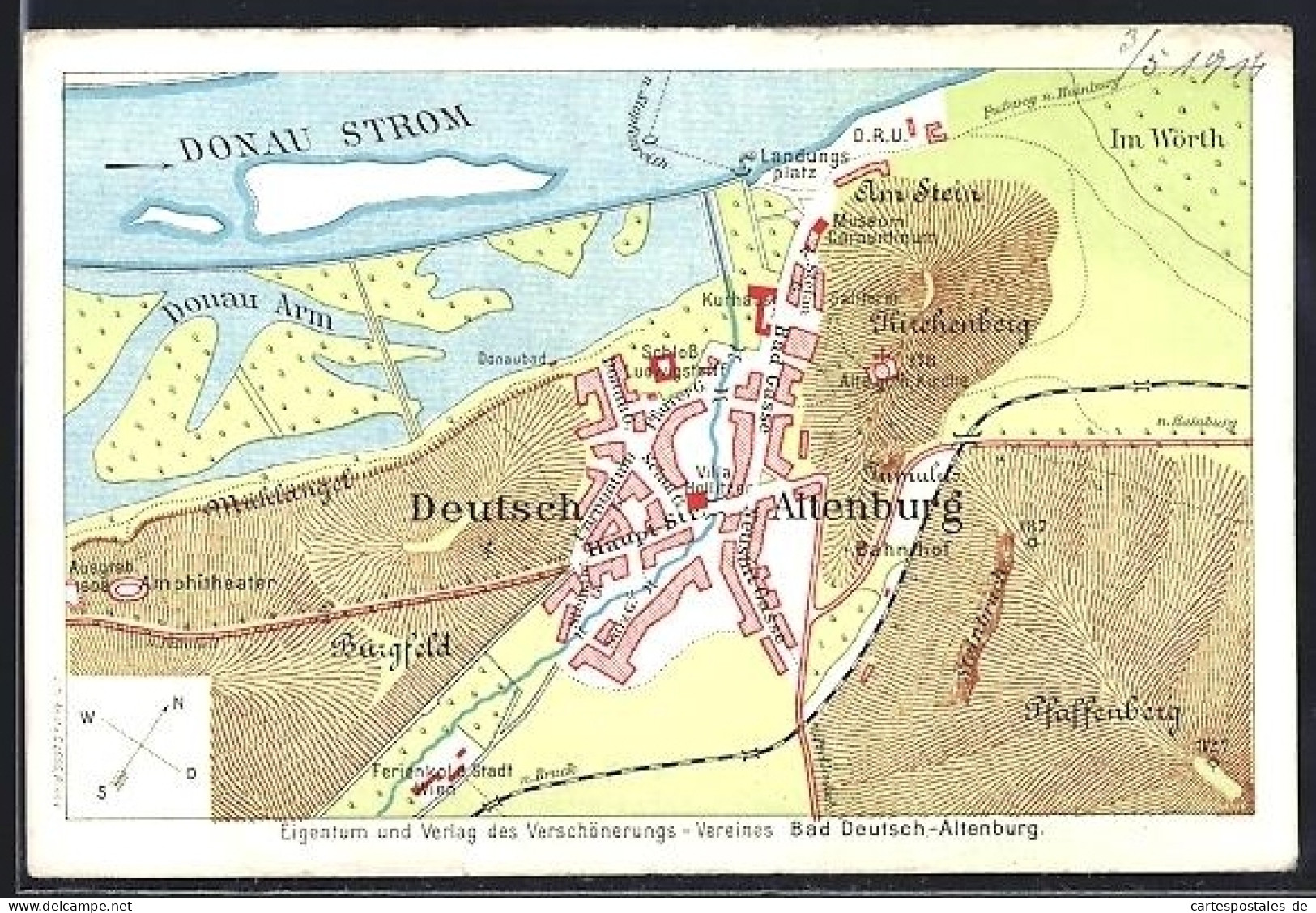AK Bad Deutsch-Altenburg, Landkarte der Umgebung von Bad Deutsch-Altenburg an der Donau
