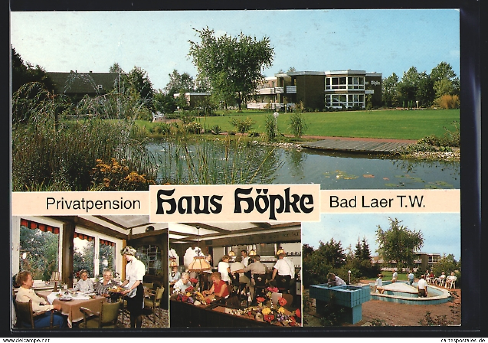 AK Bad Laer /T. W., Privatpension Haus Köpke, Am Thie 9, mit Innenansichten und Kneippbecken