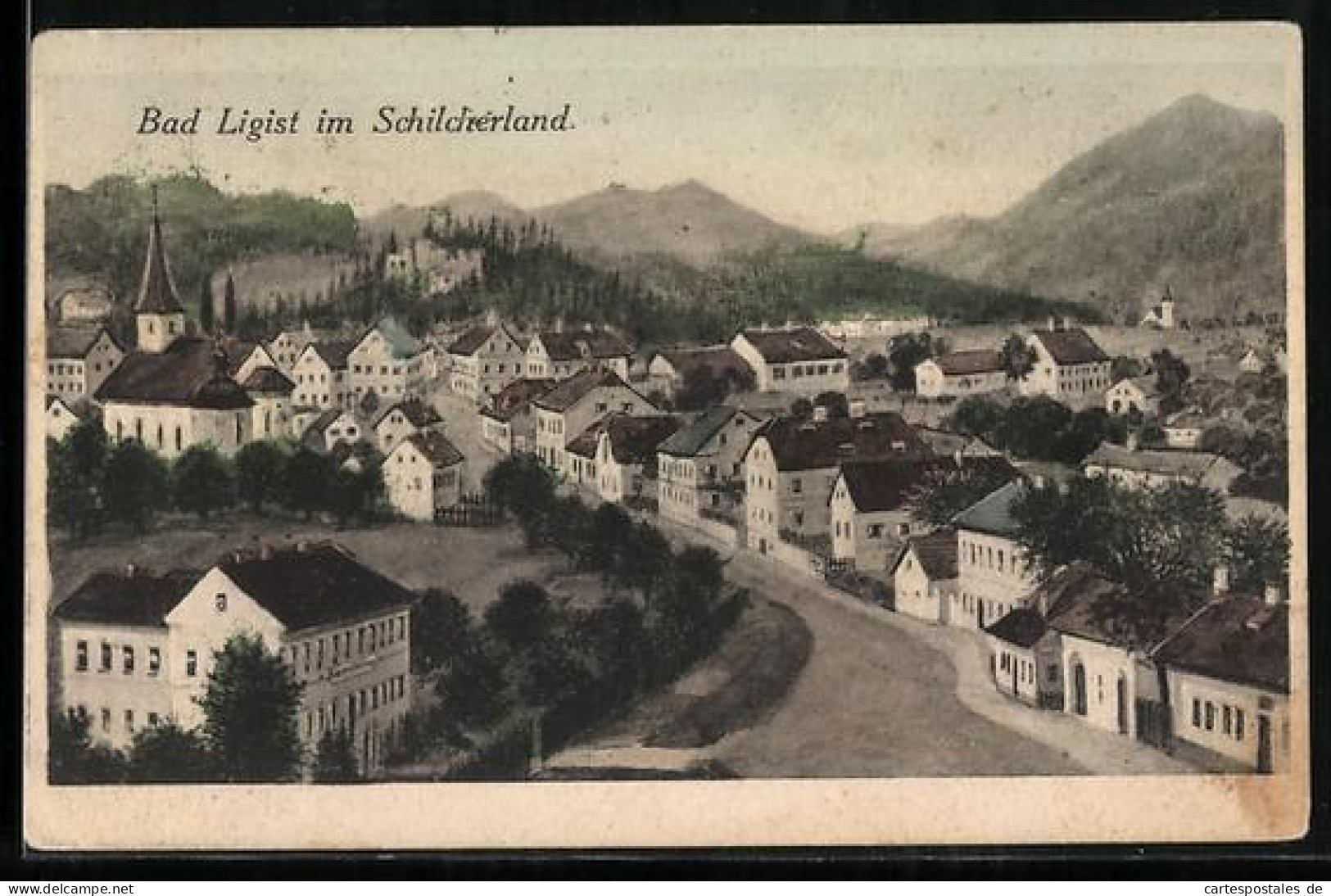 AK Bad Ligist im Schilcherland, Panorama mit Ortsansicht, Kirche und Bergen