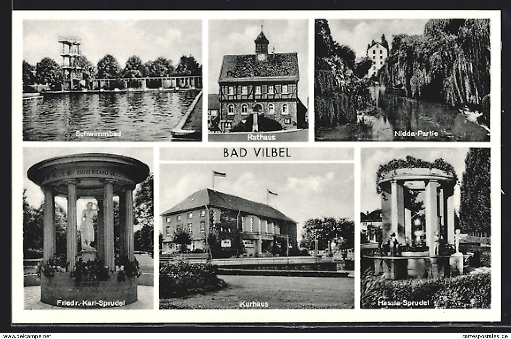 AK Bad Vilbel, Schwimmbad, Rathaus, Kurhaus