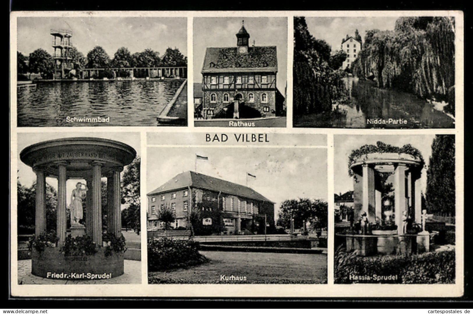 AK Bad Vilbel, Schwimmbad, Rathaus, Kurhaus
