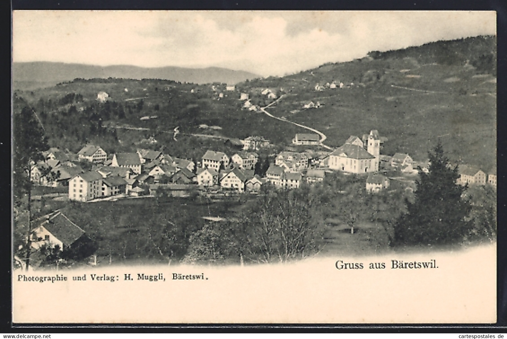 AK Bäretswil, Teilansicht mit Strassenpartie