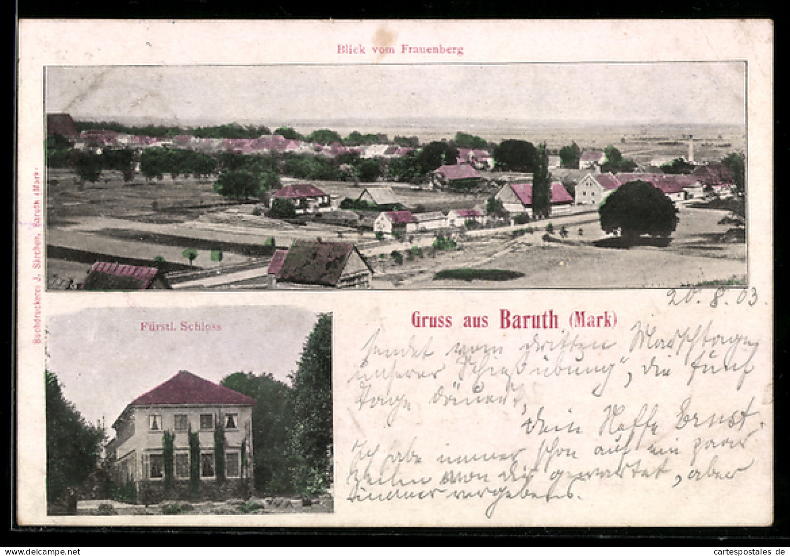 AK Baruth /Mark, Blick vom Frauenberg, Fürstliches Schloss