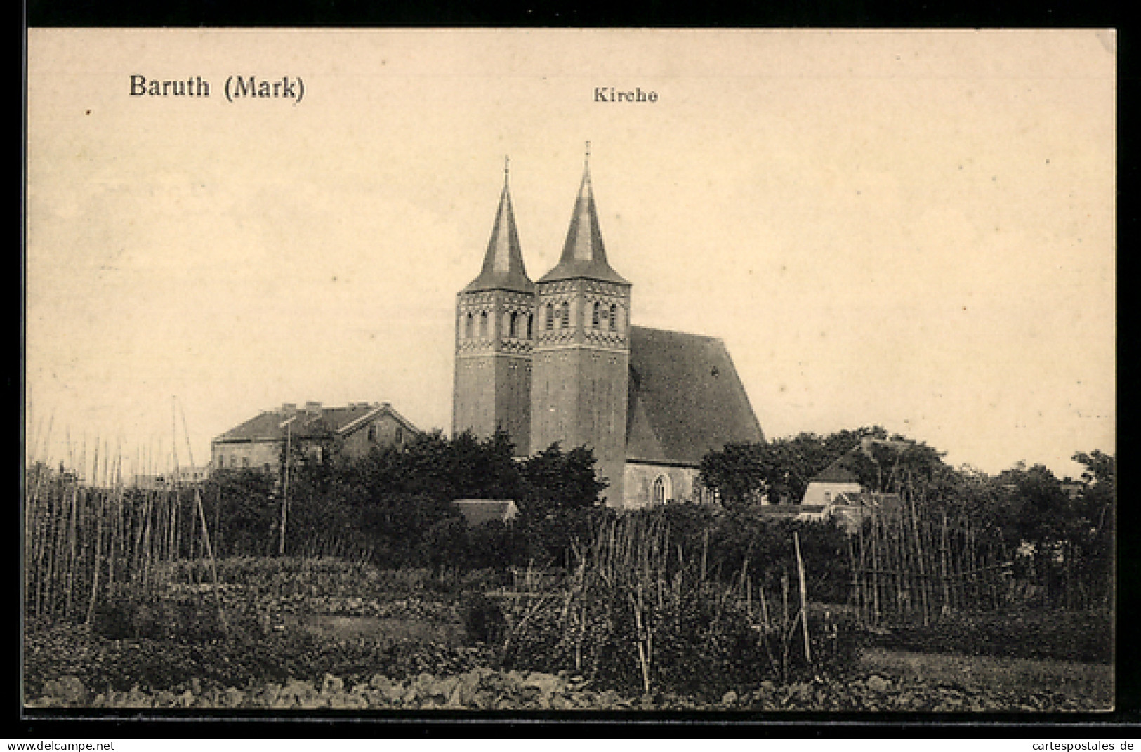 AK Baruth /Mark, Ortspartie mit Kirche