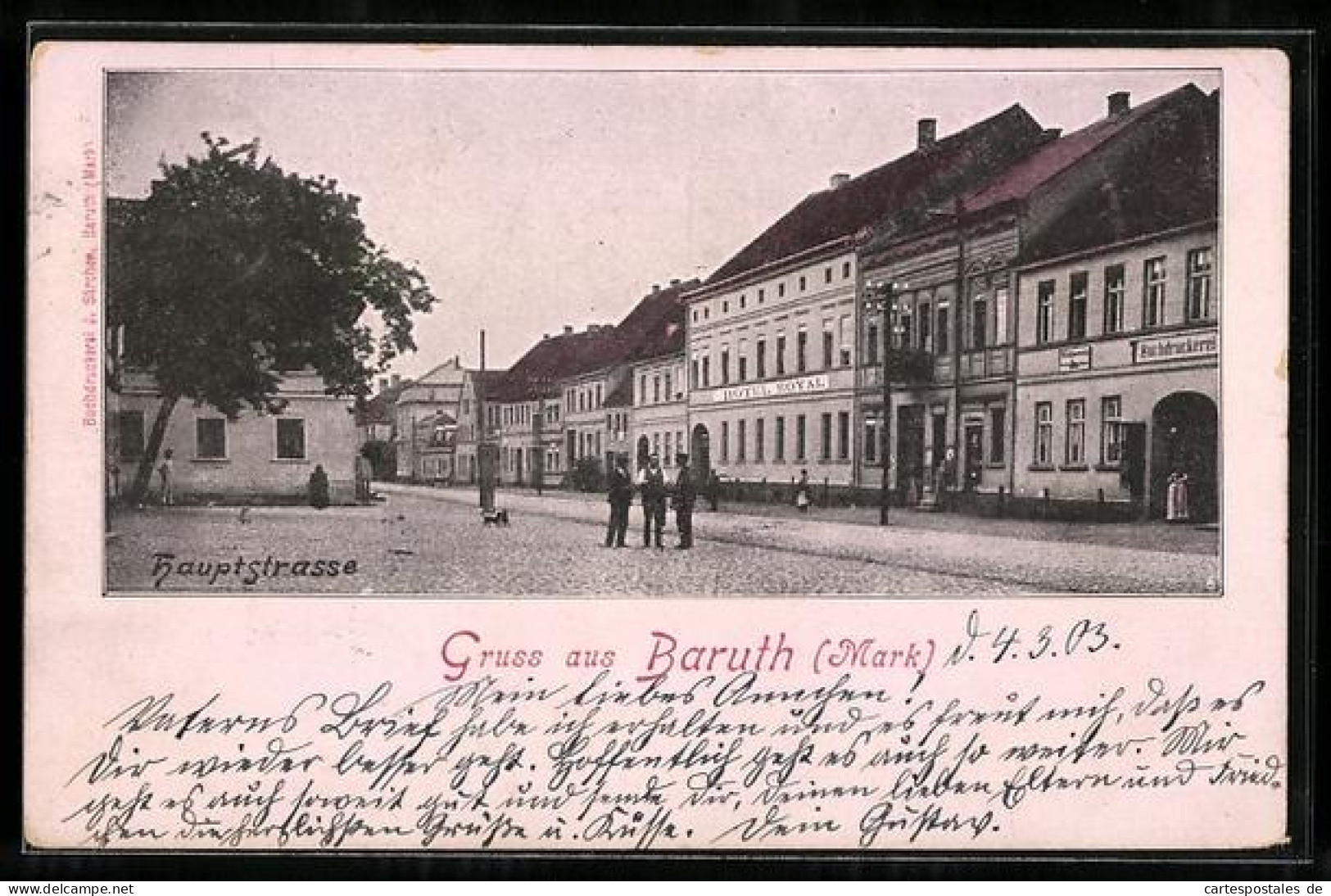 AK Baruth /Mark, Partie an der Hauptstrasse