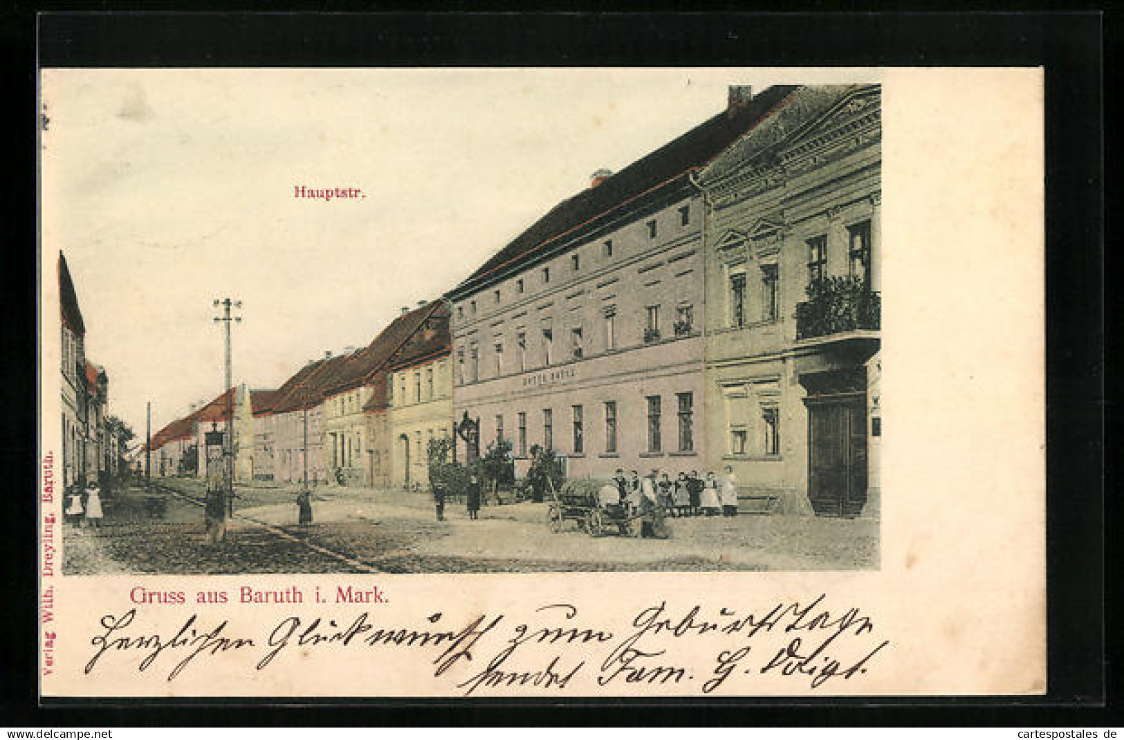 AK Baruth /Mark, Partie in der Hauptstrasse, mit Hotel Rotal