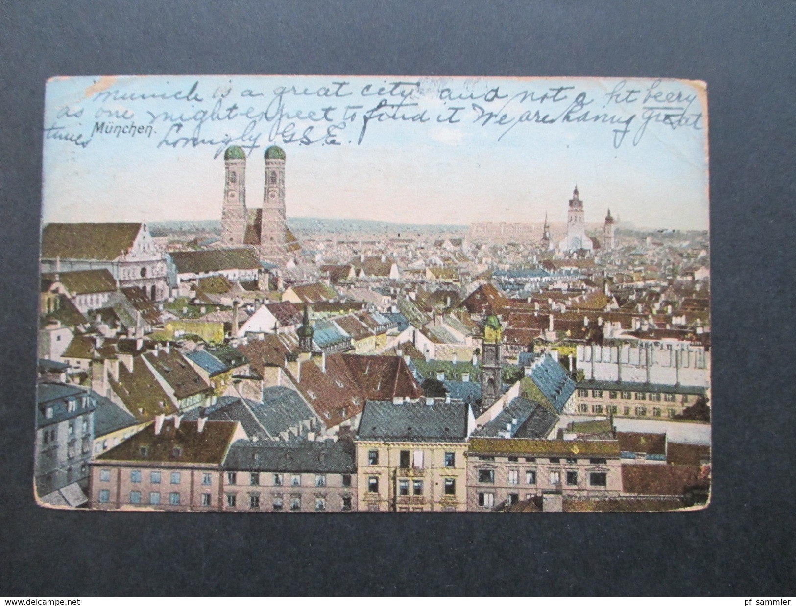 AK Bayern 1906 München nach Pennsylvania USA. Bahnpoststempel München 2 B.P.