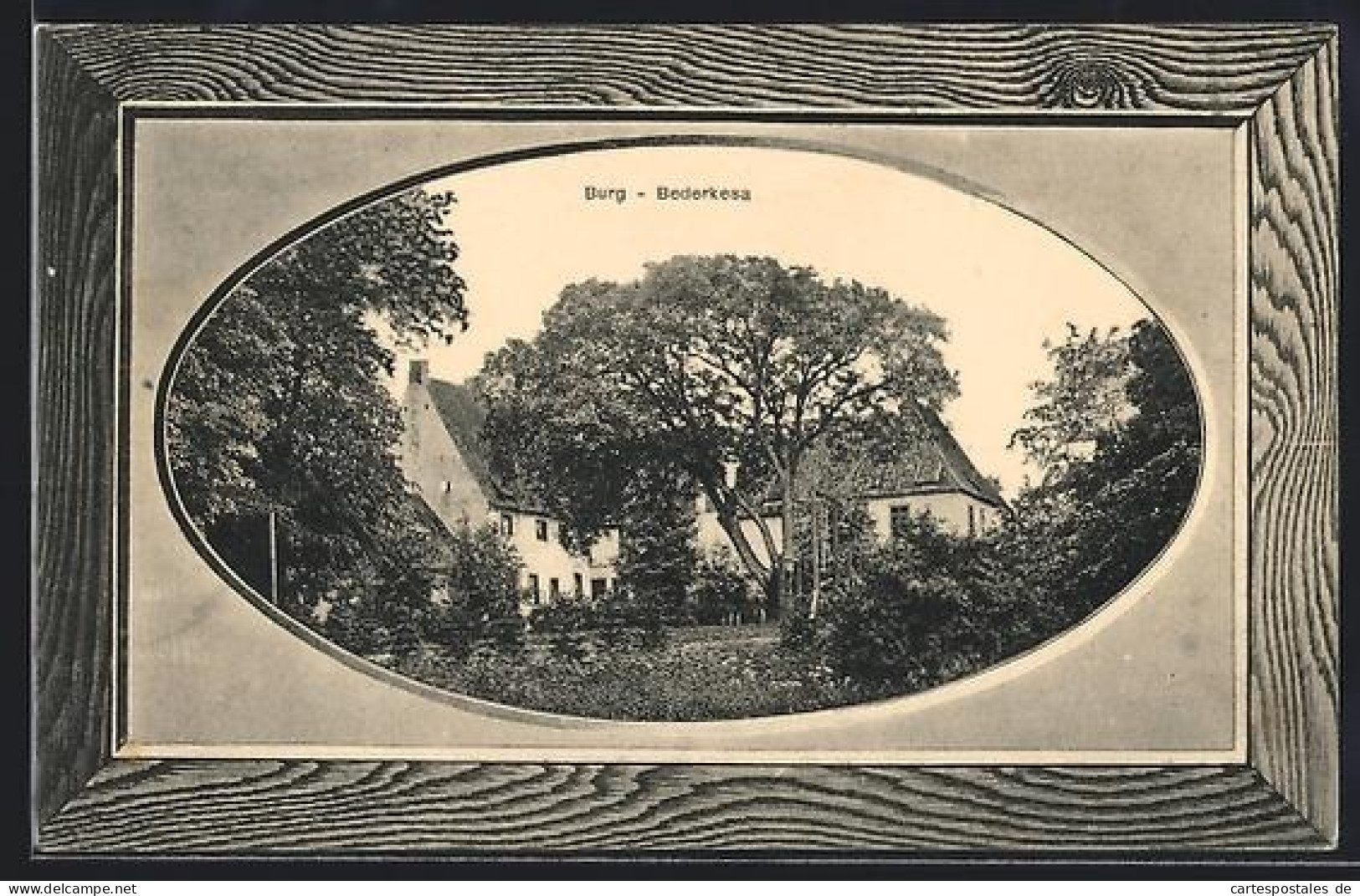 AK Bederkesa, Burg, Ortspartie mit Gasthaus, Passepartout