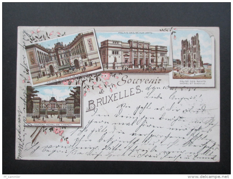 AK Belgien 1898 Mehrbildkarte Chateau Royal / Palais du Comte de Flandre / Palais des Beaux Arts.Nach Sagan in Schlesien