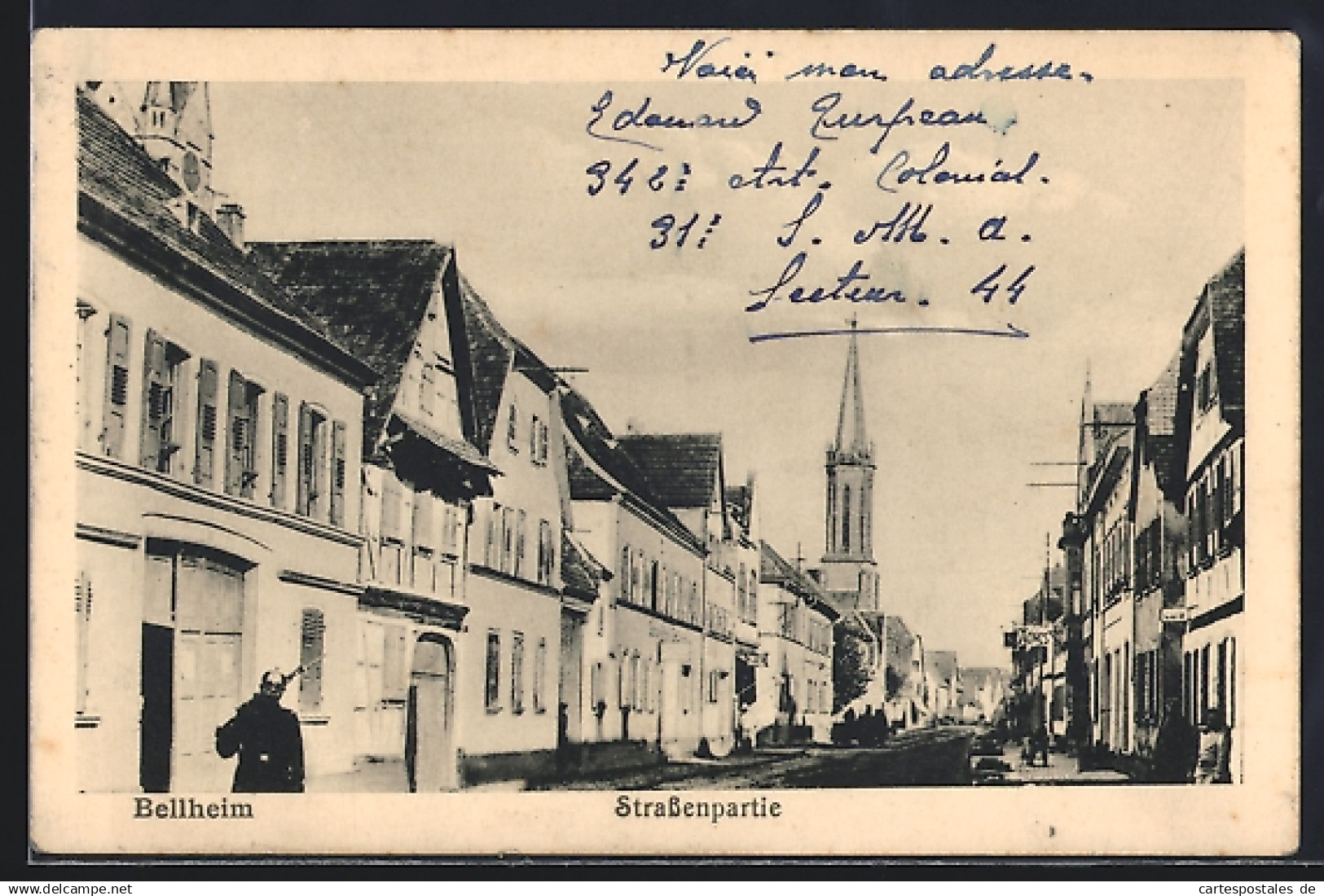 AK Bellheim, Strassenpartie mit Geschäften