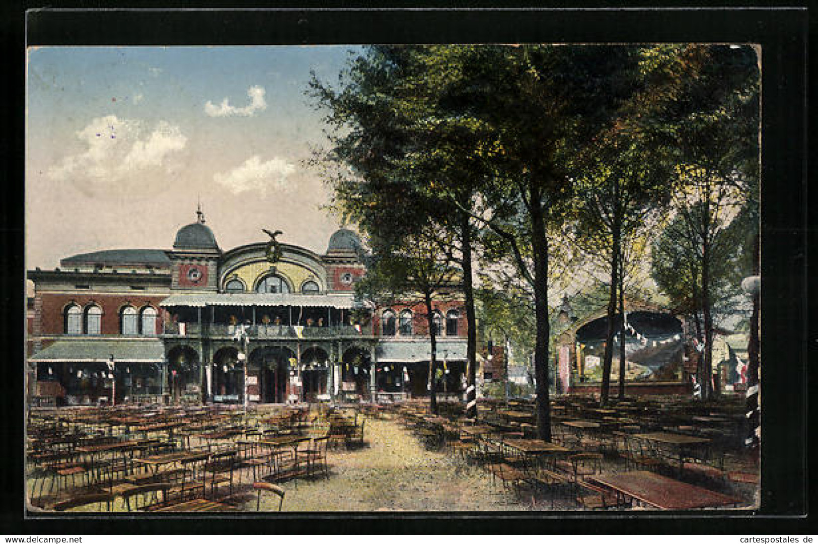 AK Berlin-Friedrichshain, Gasthof der Brauerei Friedrichshain mit Garten