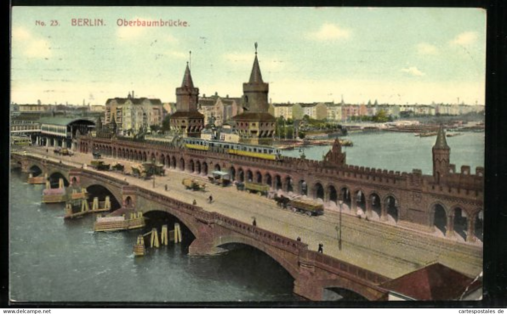 AK Berlin-Friedrichshain, Oberbaumbrücke