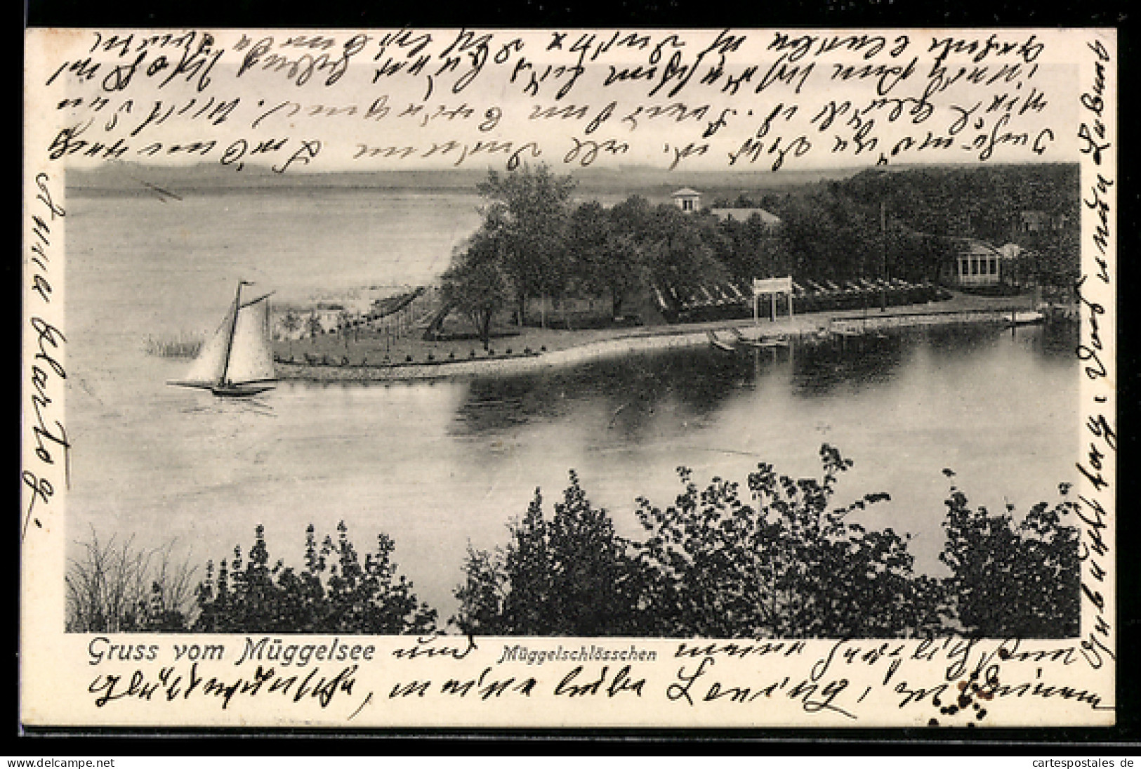 AK Berlin-Köpenick, Müggelsee mit Müggelschlösschen