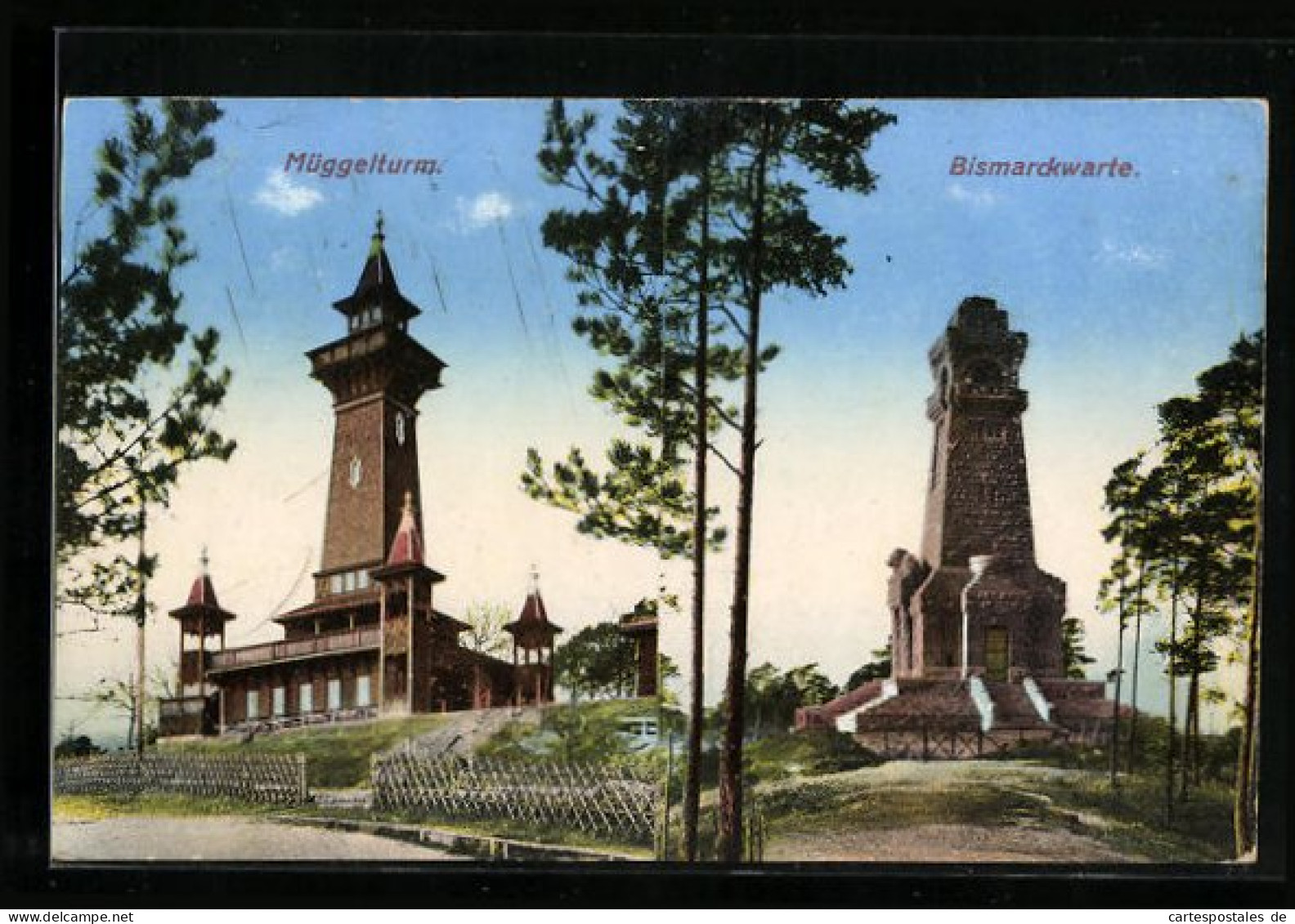 AK Berlin-Köpenick, Müggelturm und Bismarckwarte