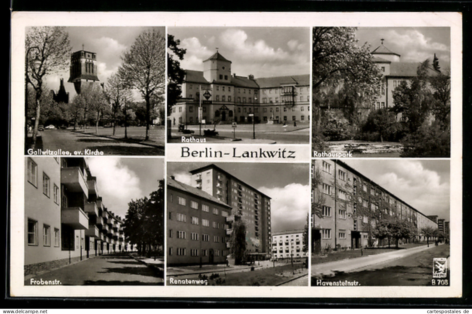 AK Berlin-Lankwitz, Rathaus, Gallwitzallee u. ev. Kirche, Havensteinstrasse