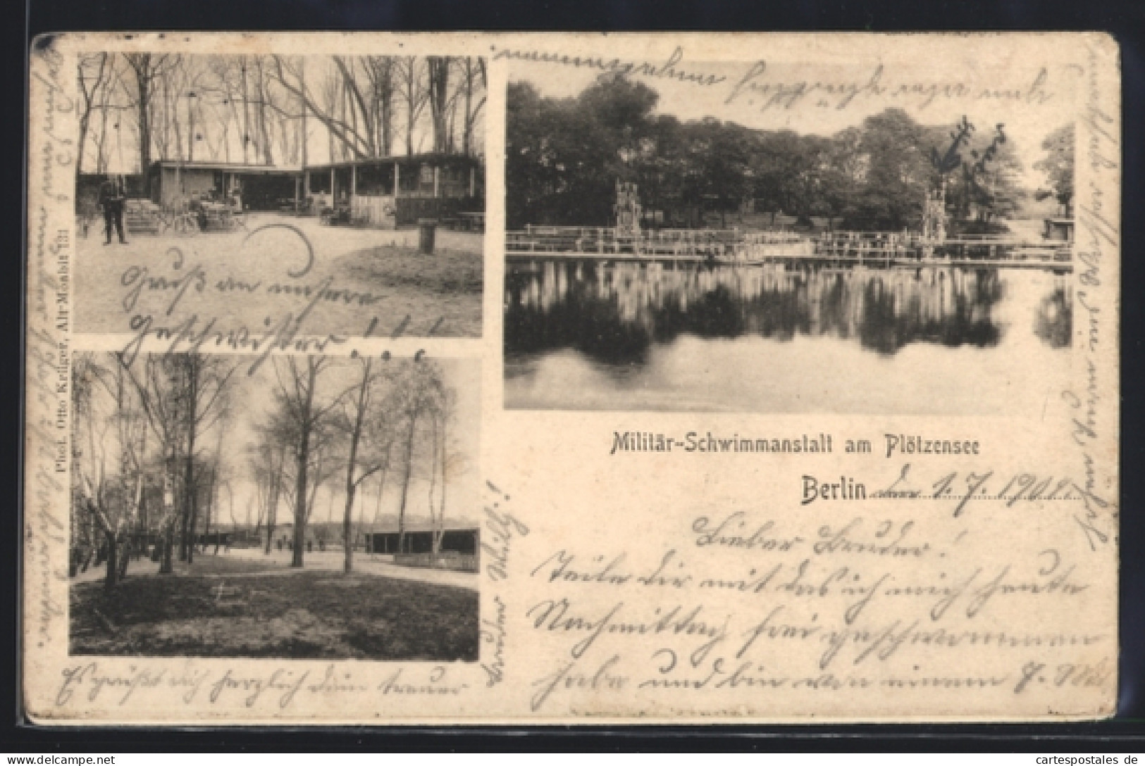 AK Berlin, Militär-Schwimmanstalt am Plötzensee, Mehrfachansicht