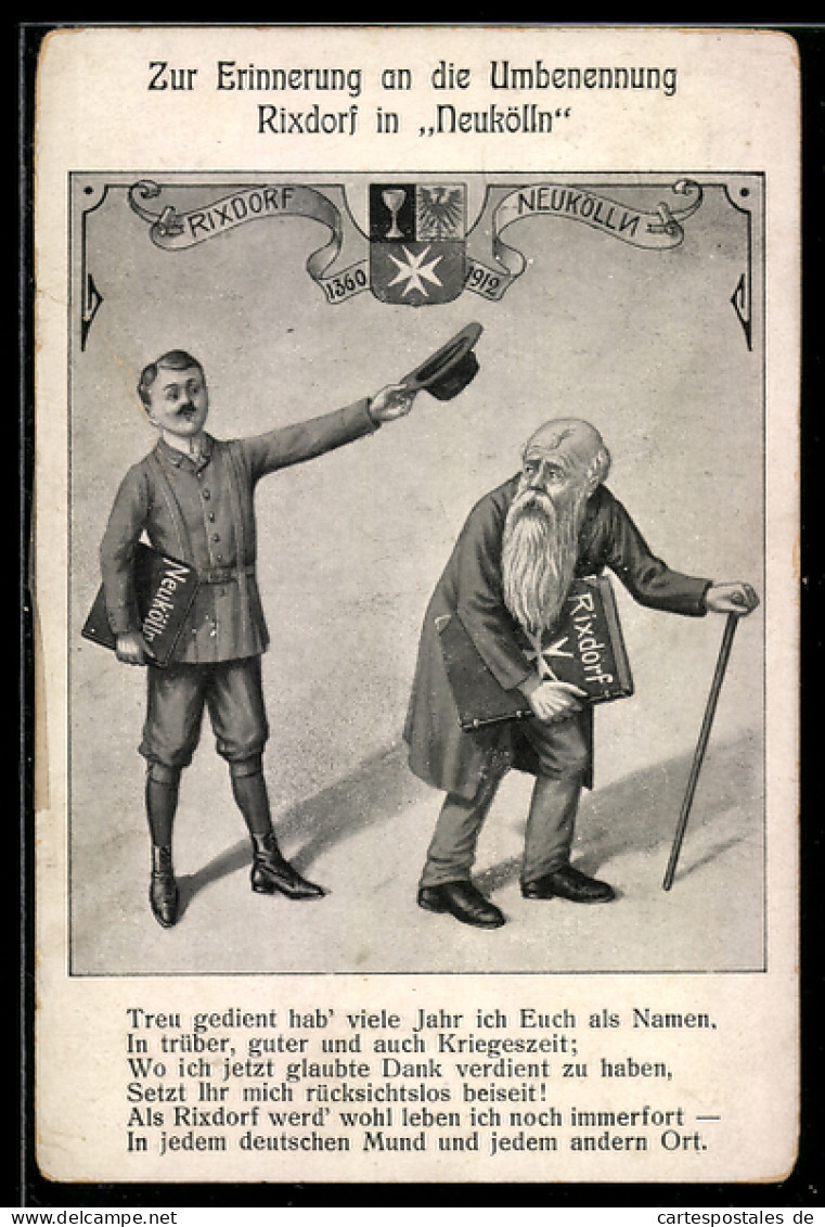AK Berlin-Neukölln, Erinnerung an die Umbenennung Rixdorf in Neukölln