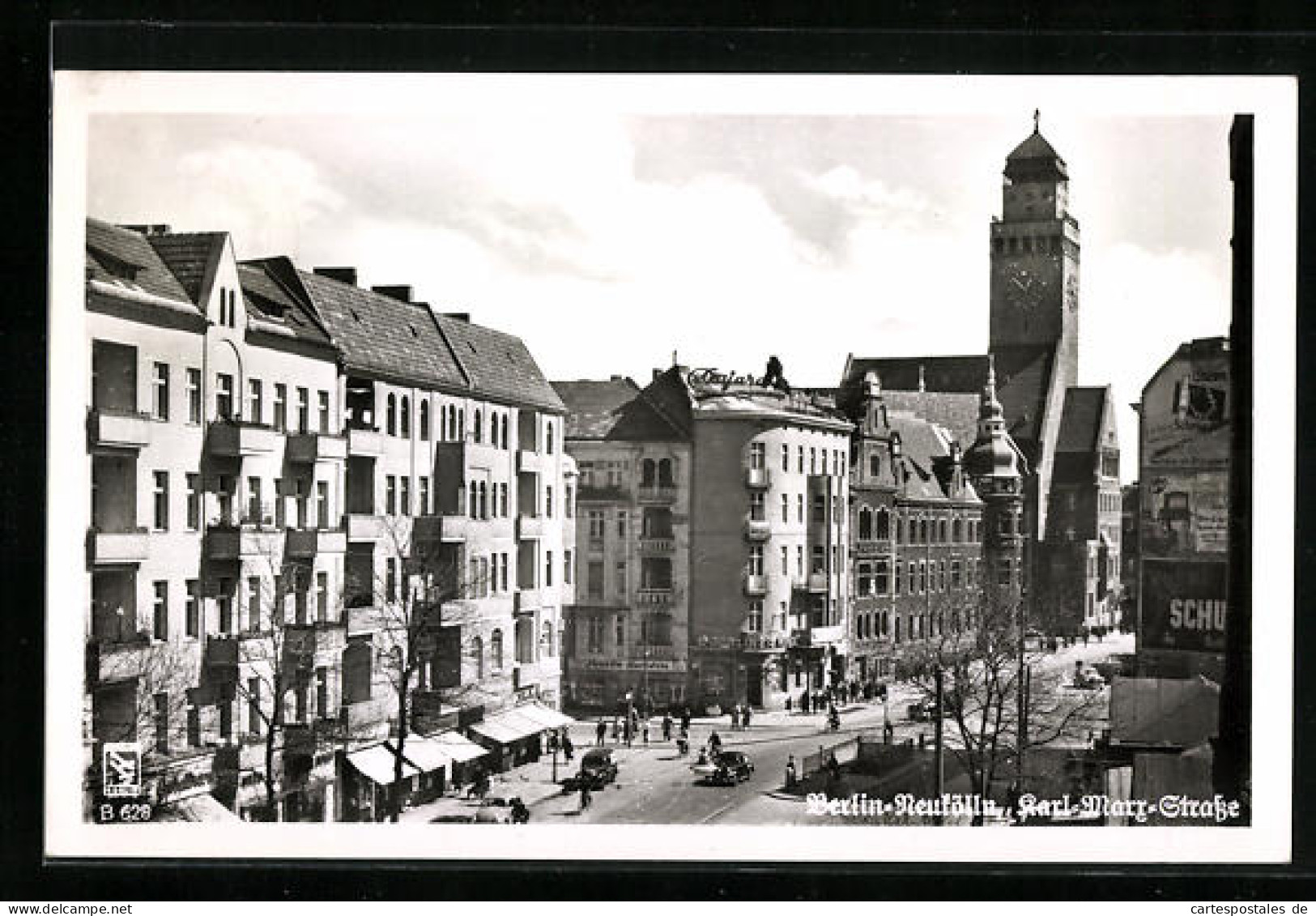 AK Berlin-Neukölln, Karl-Marx-Strasse mit Rathaus Neukölln