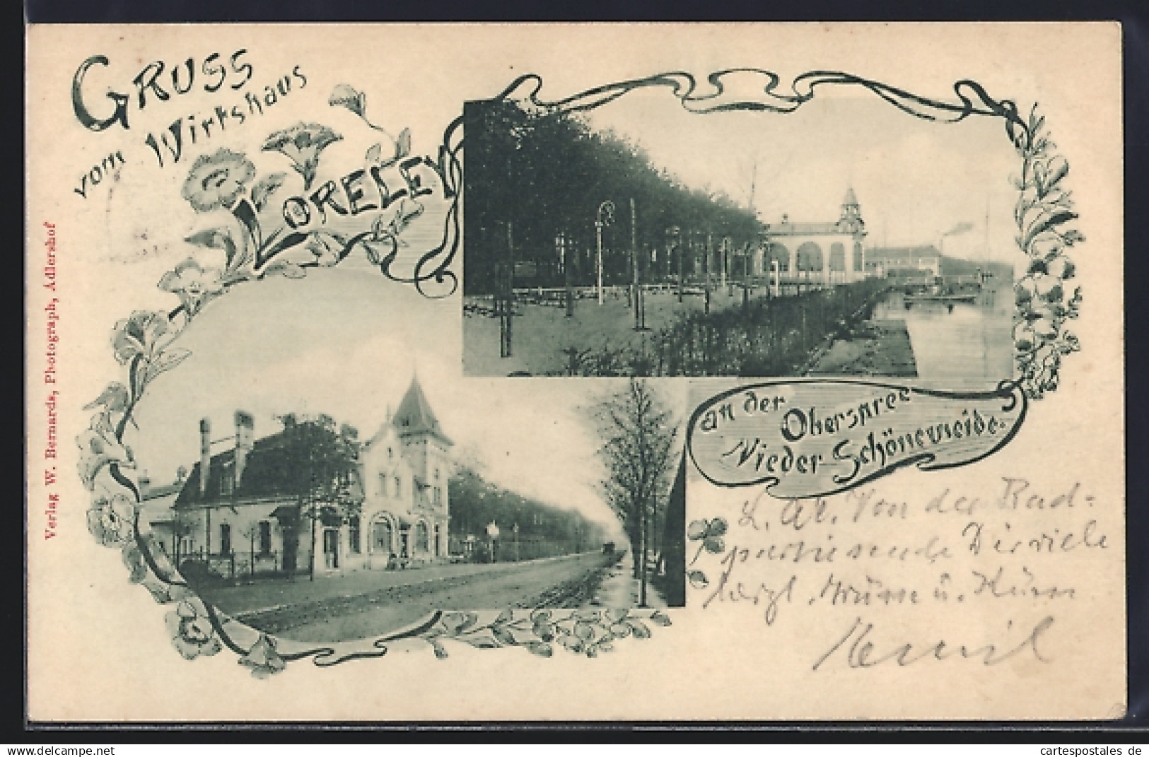 AK Berlin-Niederschöneweide, Nieder-Schöneweide, Gasthaus Loreley an der Oberspree