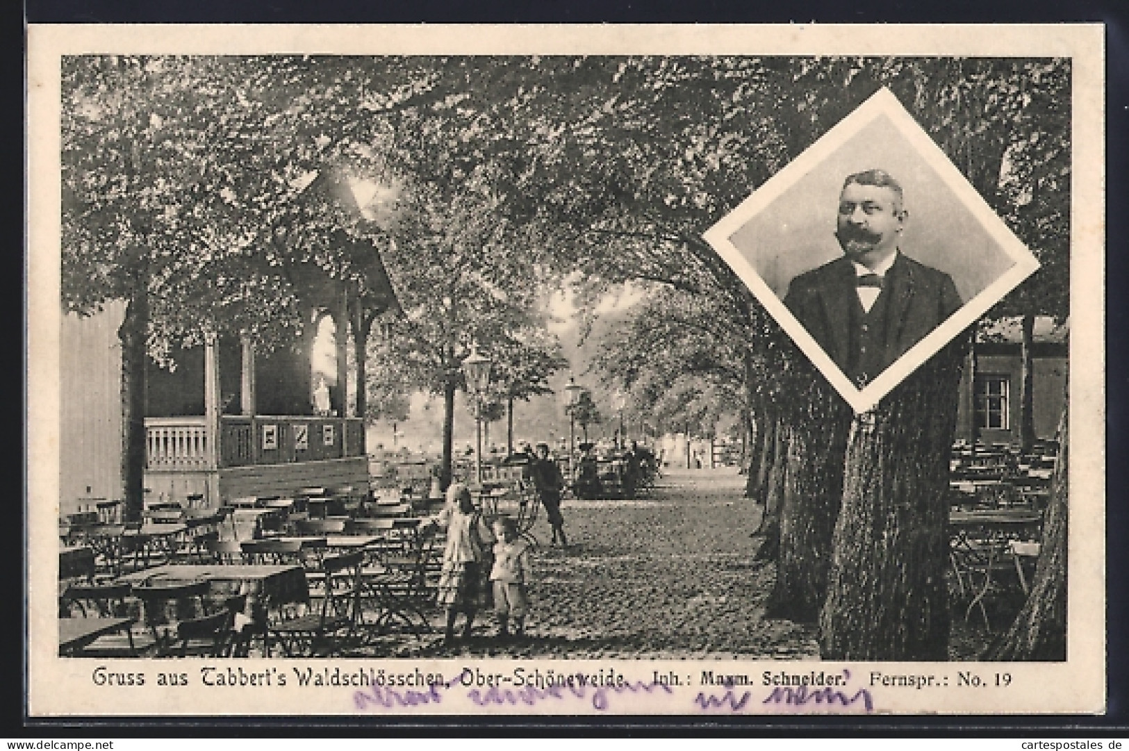 AK Berlin-Oberschöneweide, Ober-Schöneweide, Gasthaus Waldschlösschen Tabbert von Maximilian Schneider