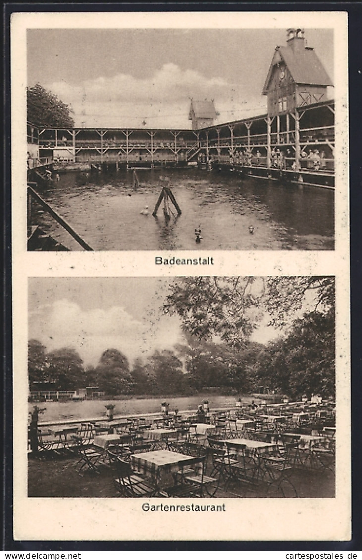 AK Berlin-Plötzensee, Privat-Badeanstalt mit Garten-Restaurant