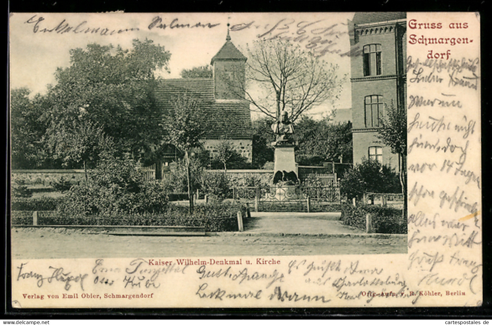 AK Berlin-Schmargendorf, Kaiser Wilhelm-Denkmal und Kirche