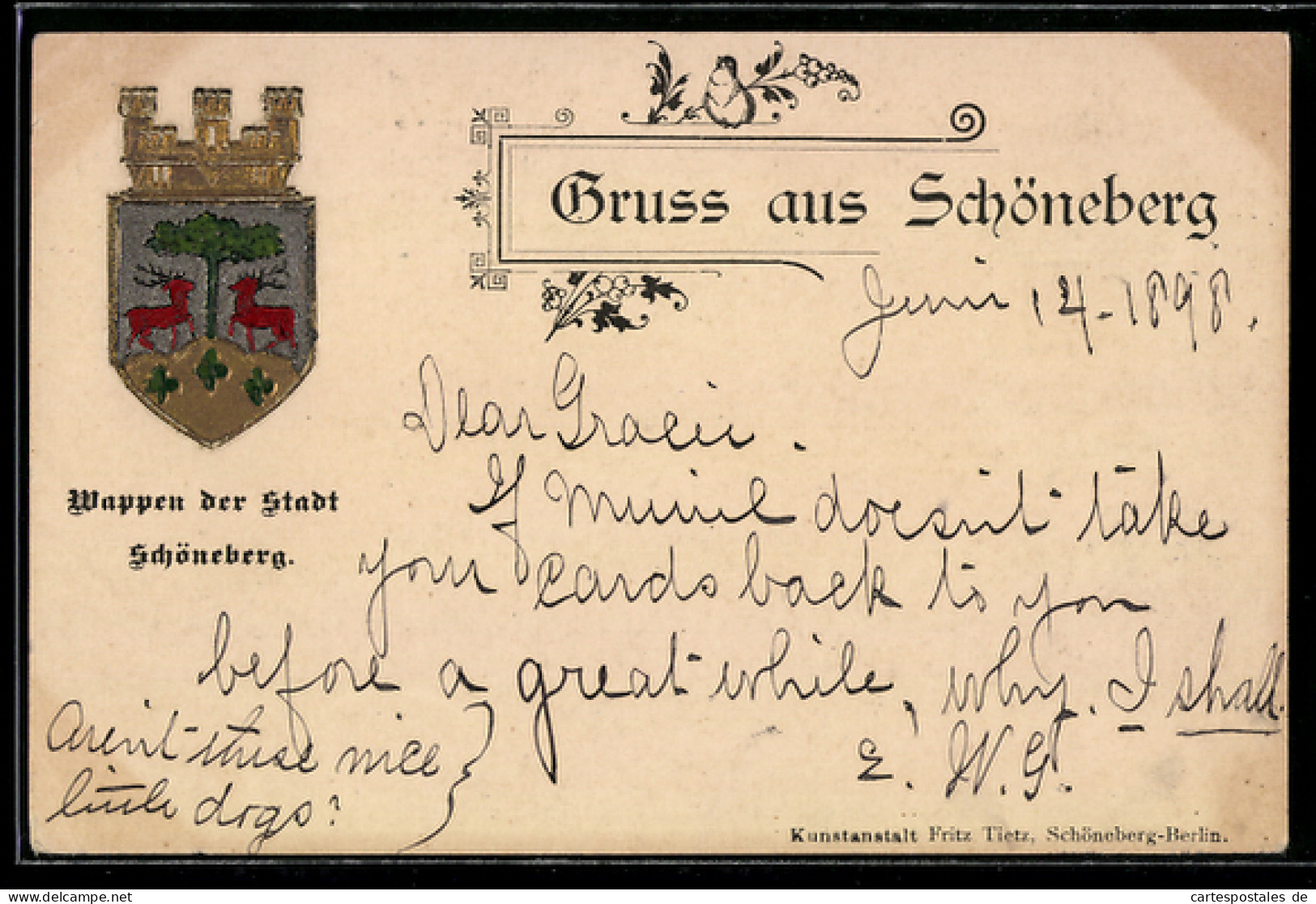 AK Berlin-Schöneberg, Wappen der Stadt Schöneberg