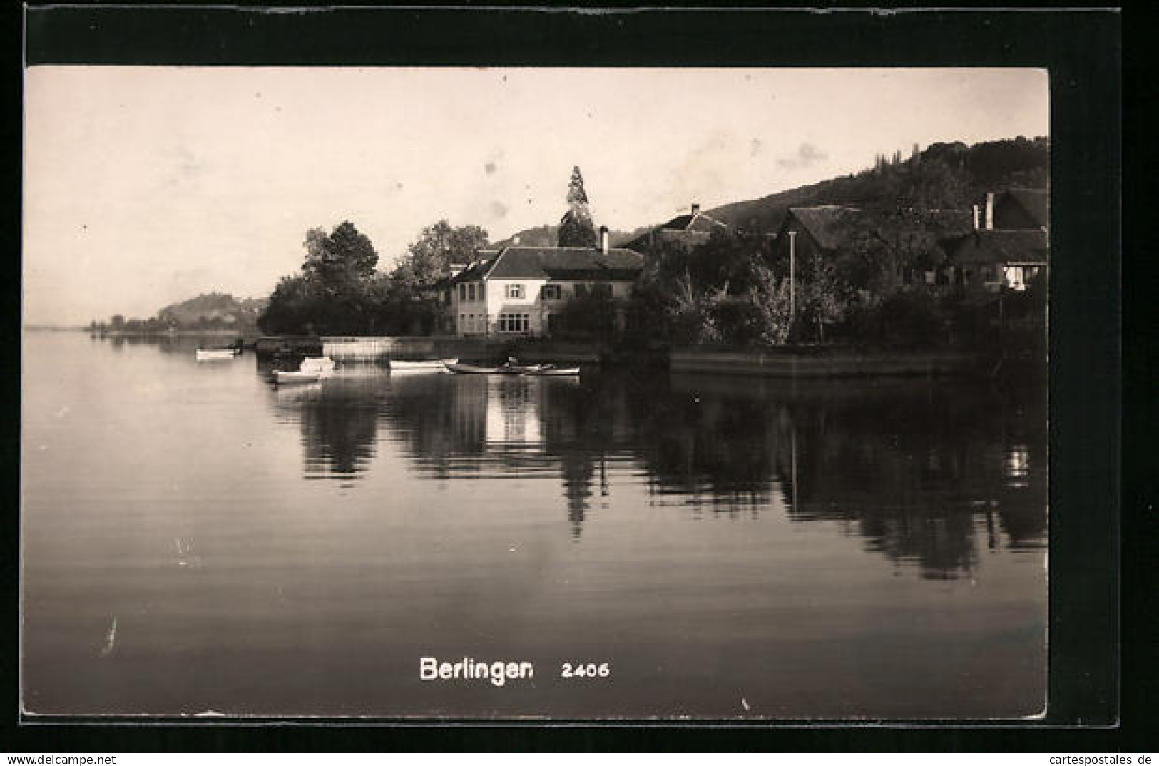 AK Berlingen, Uferpartie mit Booten