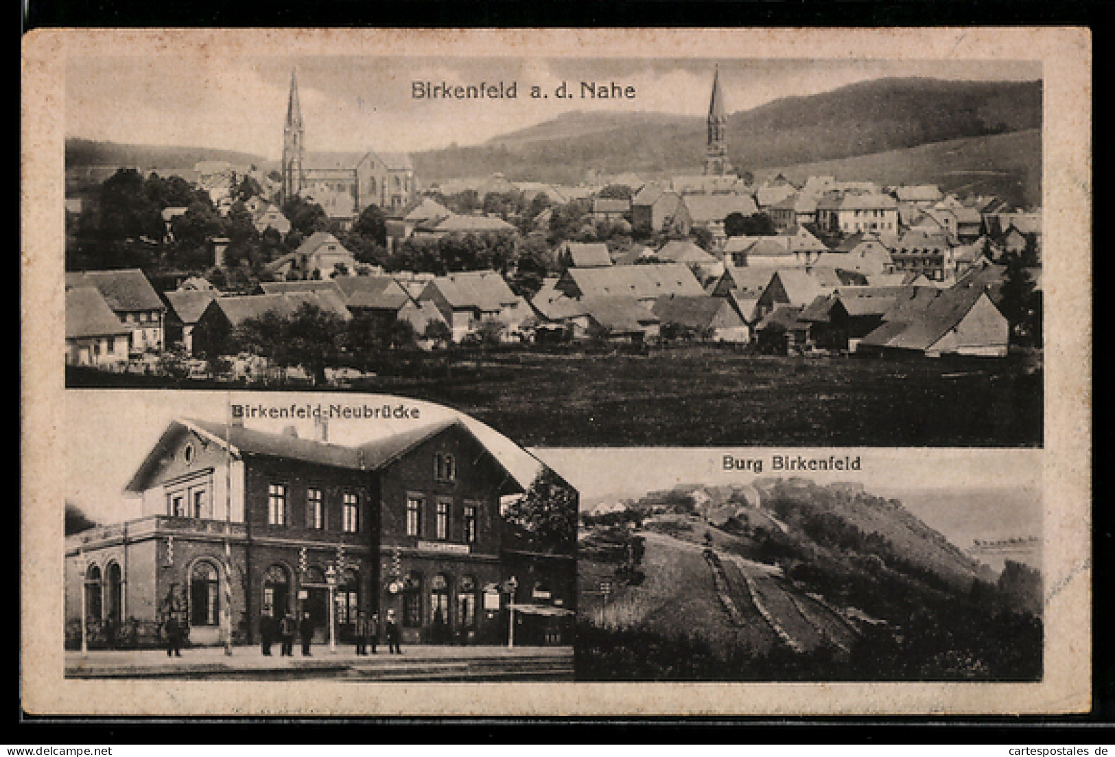AK Birkenfeld a. d. Nahe, Bahnhof Birkenfeld-Neubrücke, Ansicht der Burg Birkenfeld