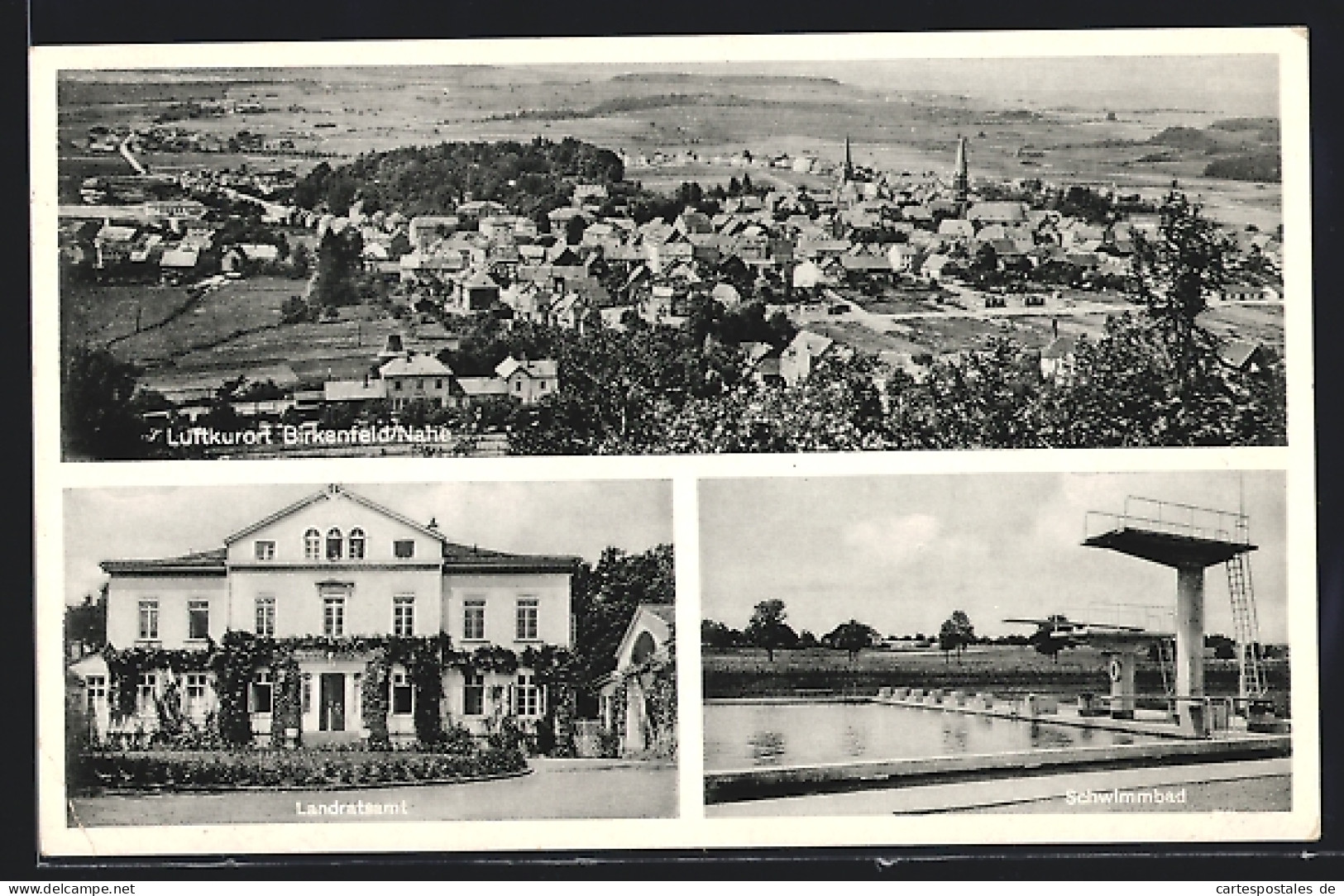 AK Birkenfeld / Nahe, Landratsamt, Schwimmbad, Ortsansicht