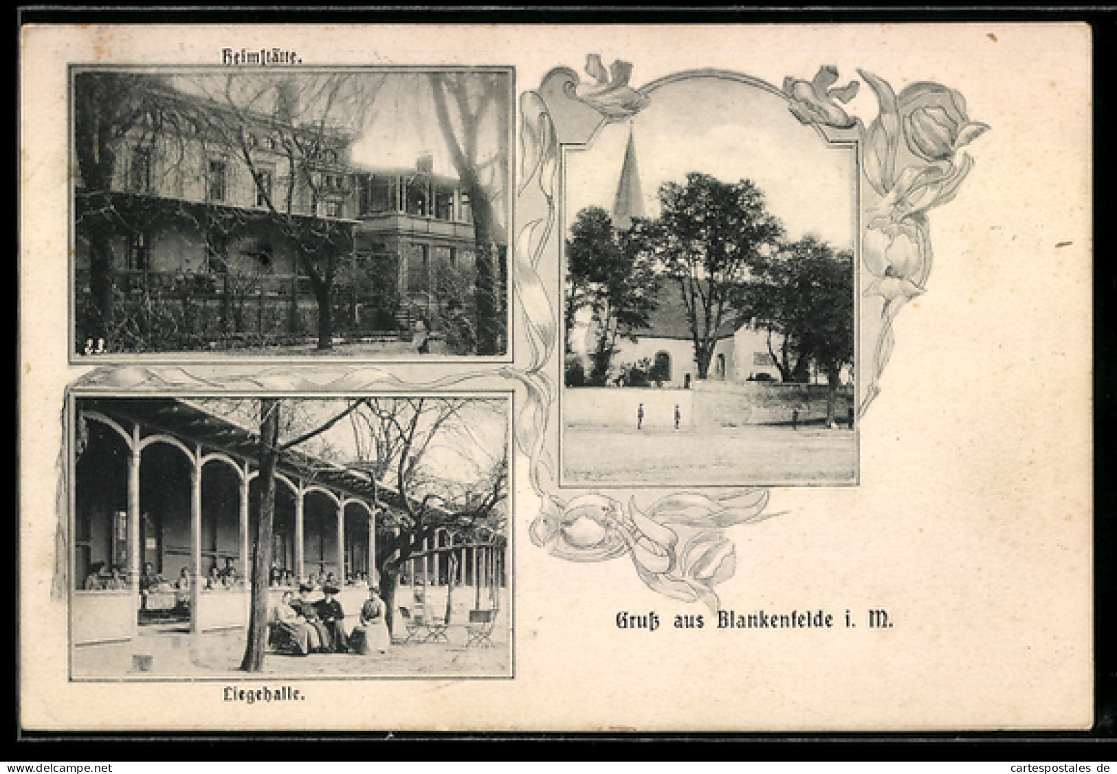 AK Blankenfelde / Mahlow, Heimstätte, Liegehalle, Kirche