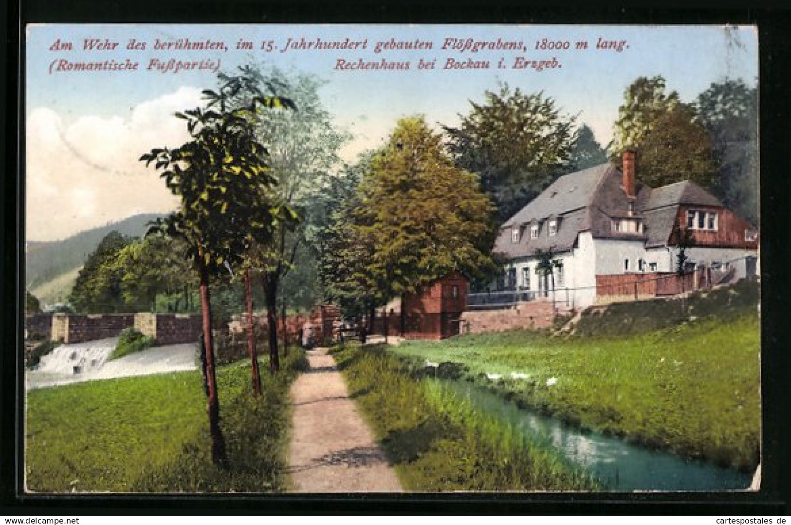 AK Bockau i. Erzgeb., Gasthaus Rechenhaus am Wehr