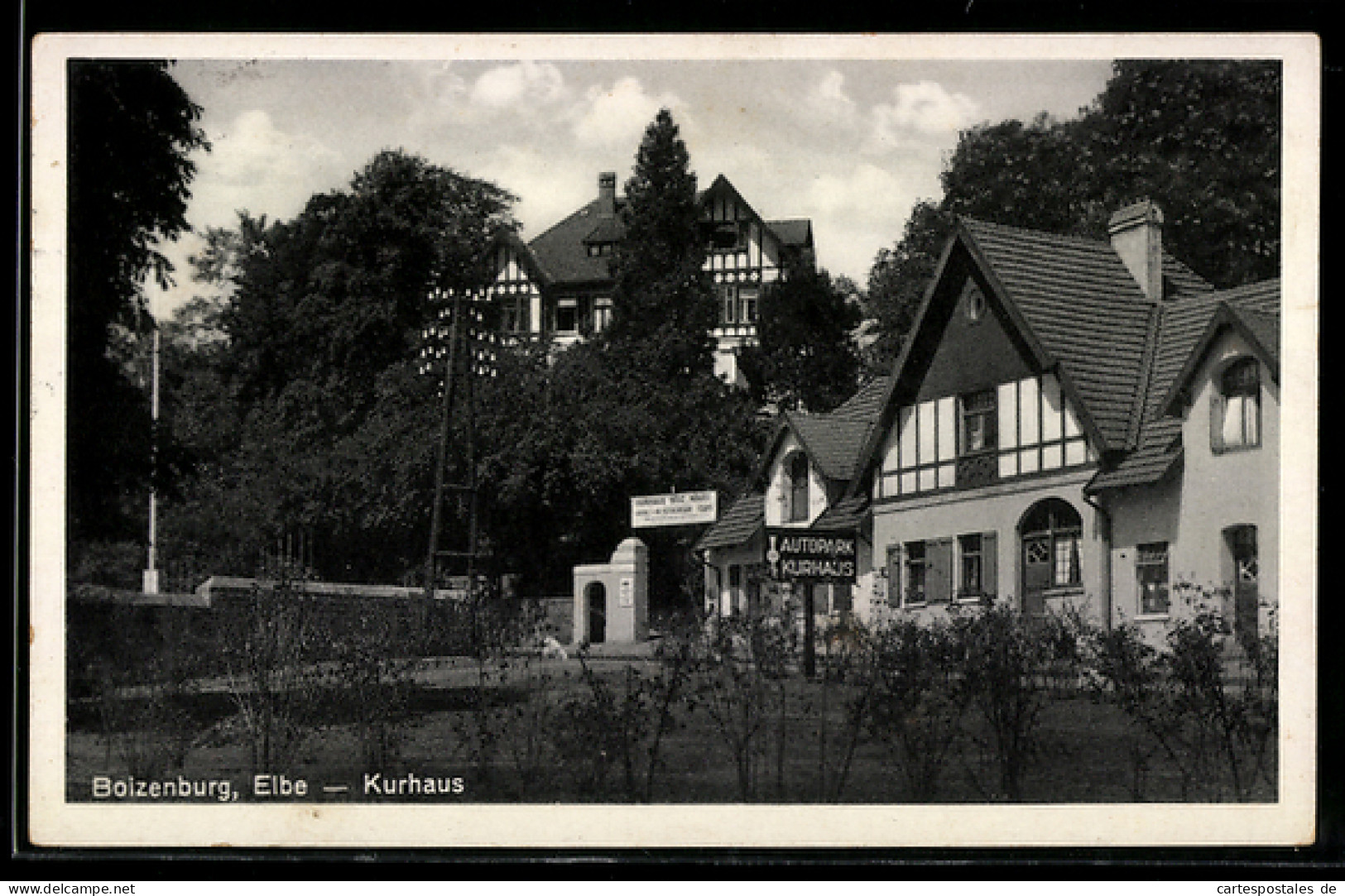 AK Boizenburg /Elbe, Kurhaus mit Garten und Nachbargebäude