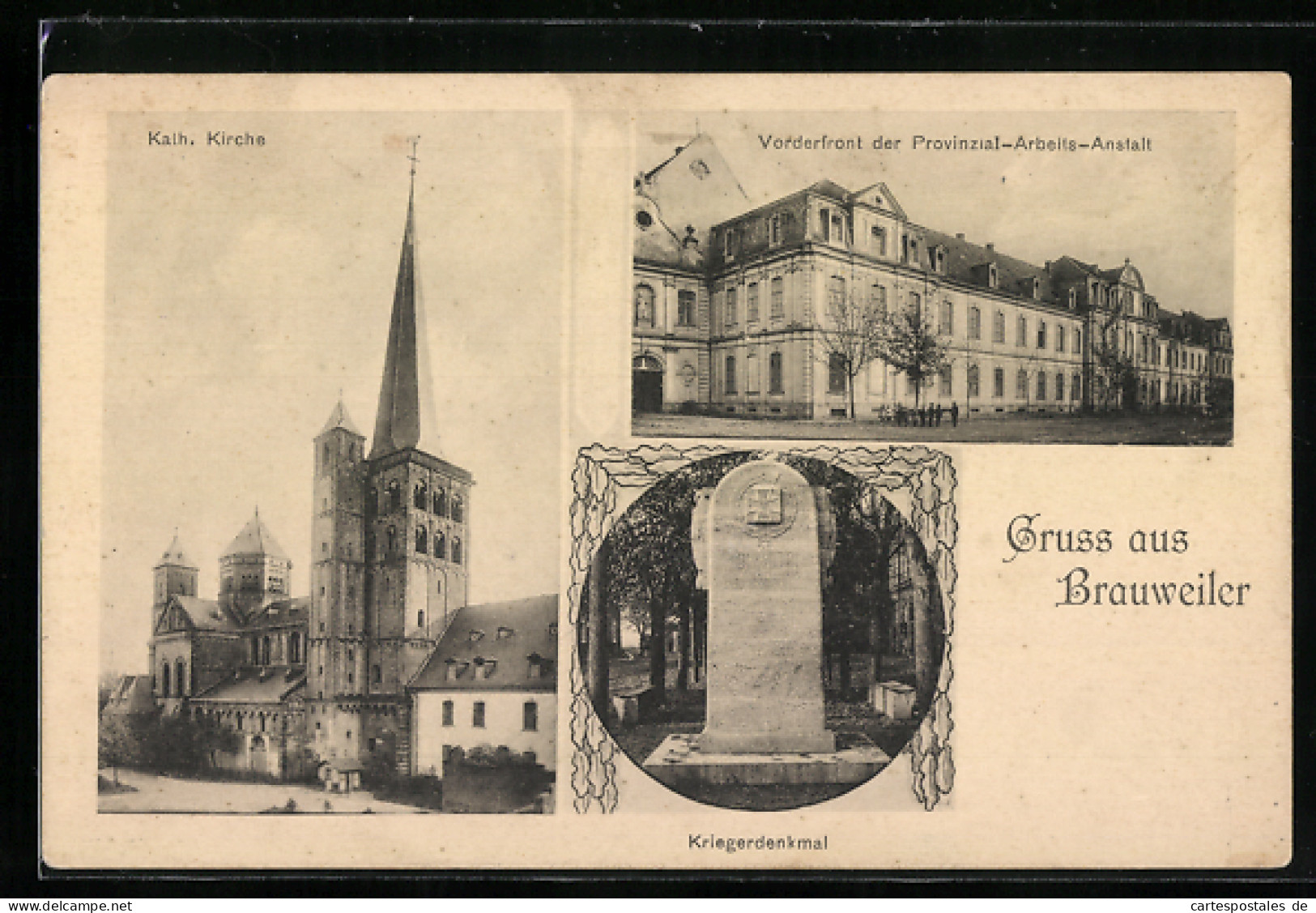 AK Brauweiler / Pulheim, Provinzial-Arbeits-Anstalt, Kriegerdenkmal, Kath. Kirche