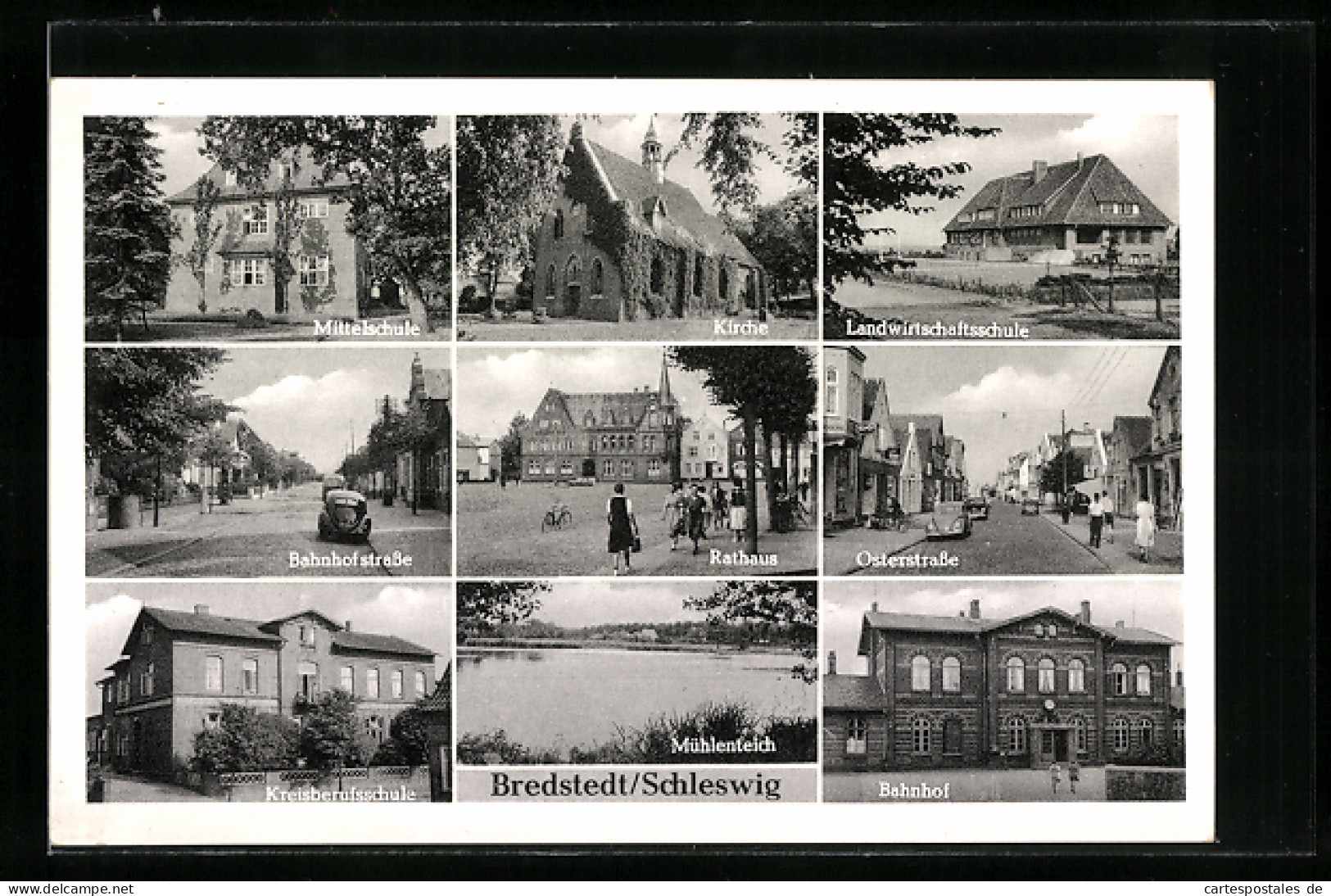 AK Bredstedt, Bahnhof, Rathaus und Mittelschule