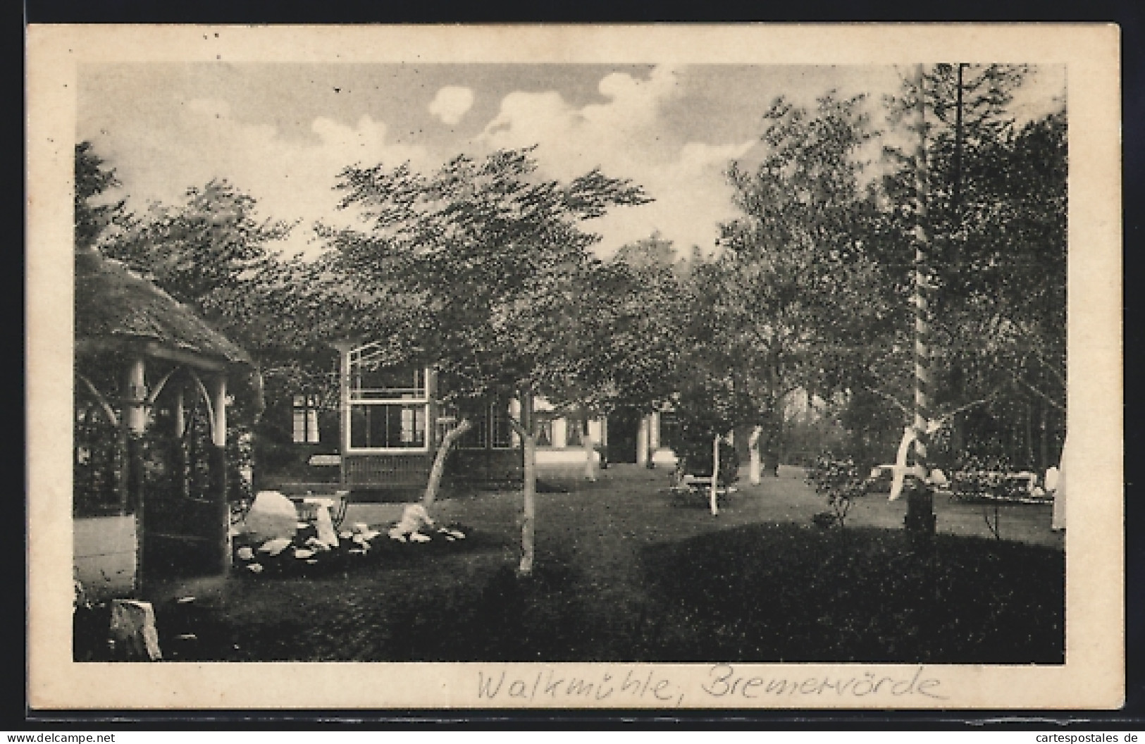 AK Bremervörde, Kurhotel Walkmühle W. Wahlen, Gartenpartie