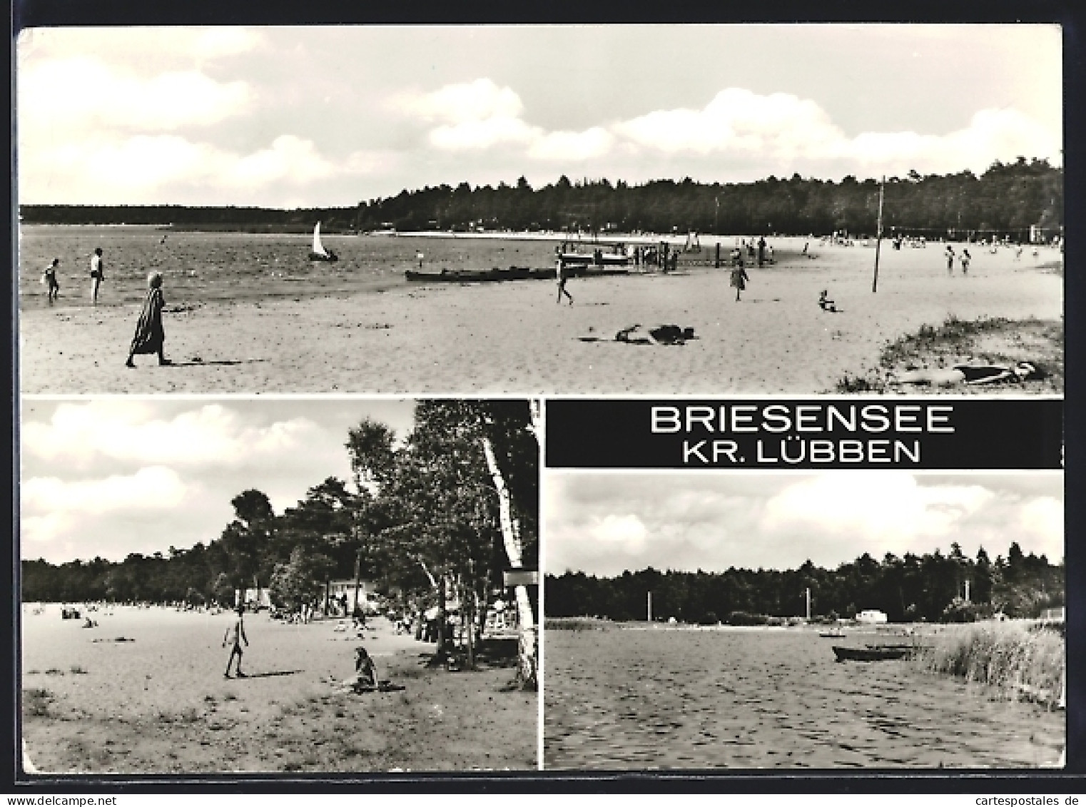 AK Briesensee /Lübben, Strandbad mit Badegästen