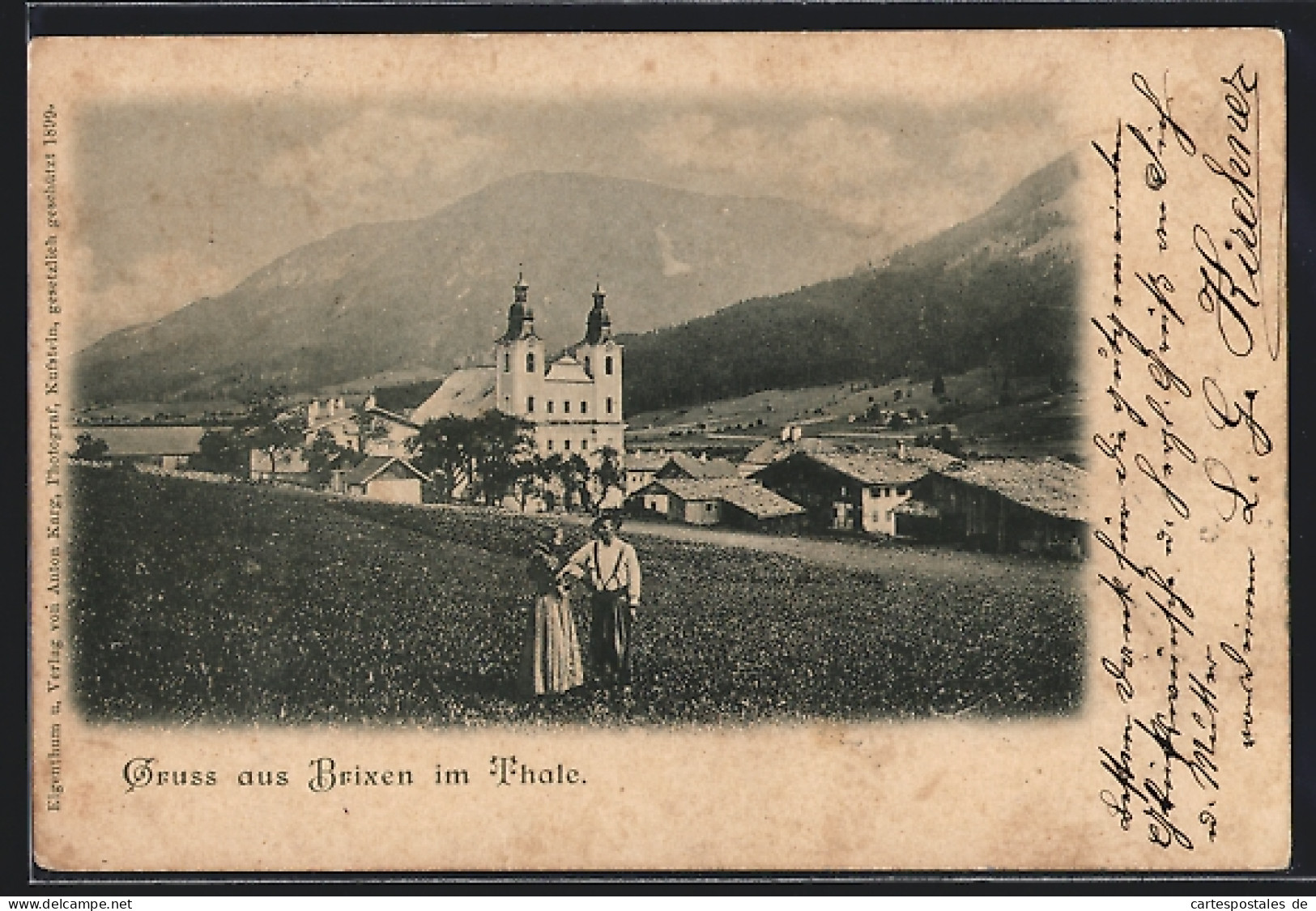 AK Brixen im Thale, Ortspartie mit Kirche