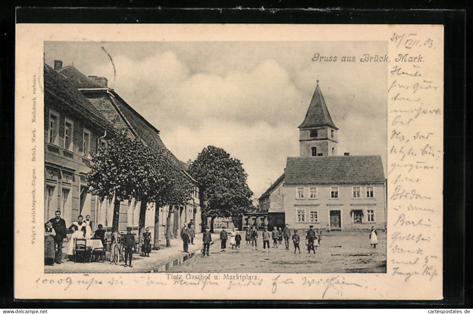 AK Brück /Mark, Tietz Gasthof u. Marktplatz