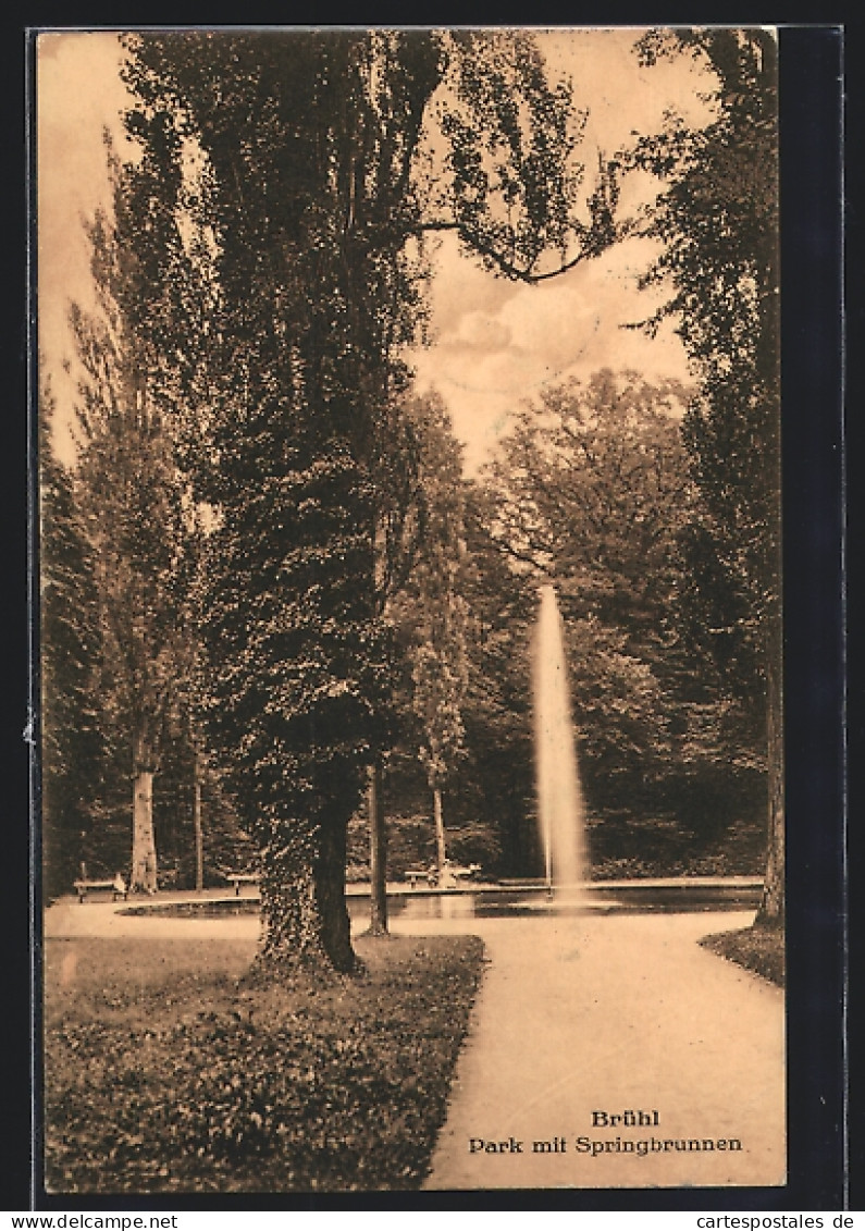 AK Brühl / Rheinl., Park mit Springbrunnen