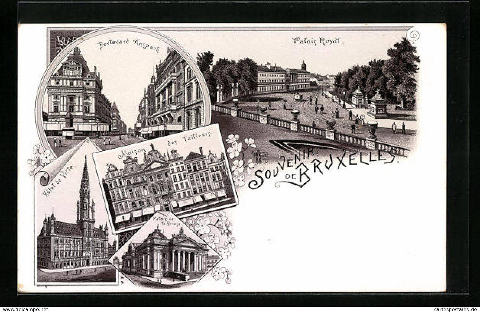 AK Brüssel / Bruxelles, Bruxelles, Boulevard Andpach, Hotel de Ville, Palais Royal