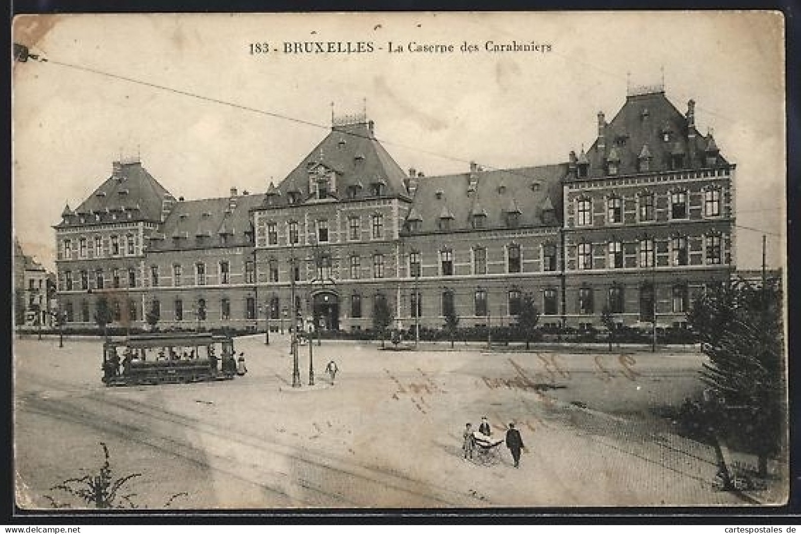 AK Bruxelles, La Caserne des Carabiniers, Strassenbahn