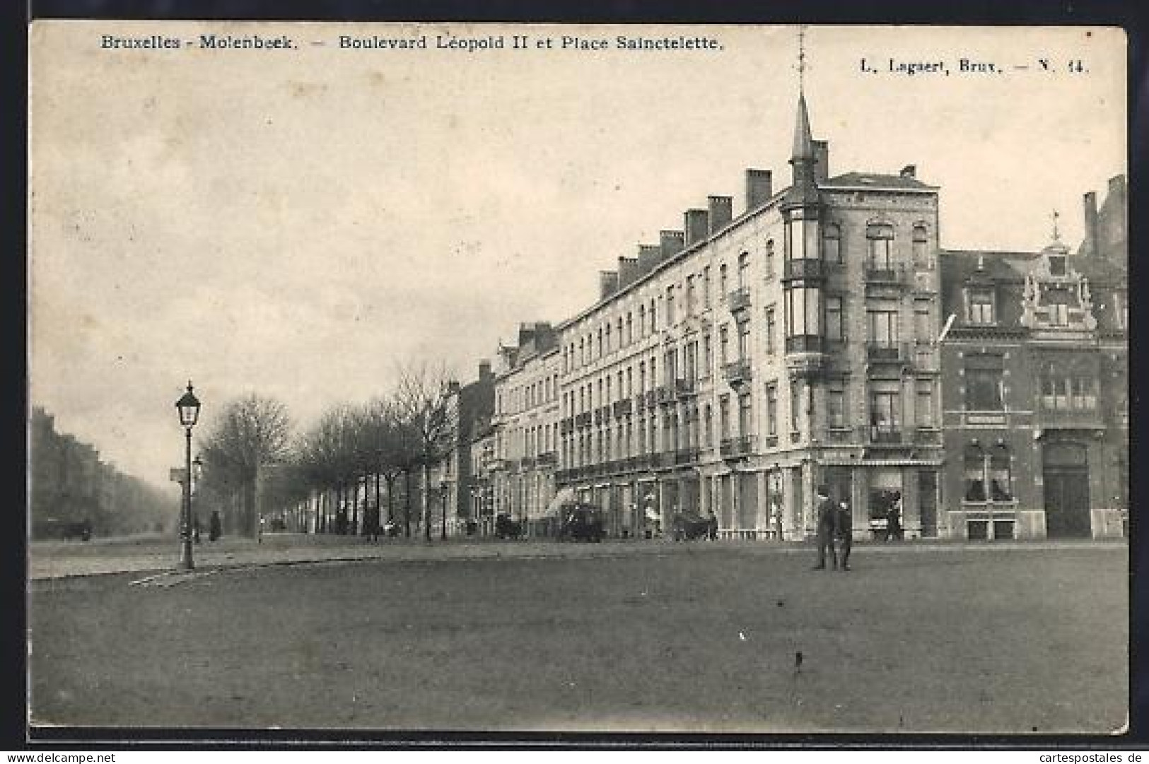 AK Bruxelles, Molenbeek, Boulevard Léopold II et Place Sainctelette