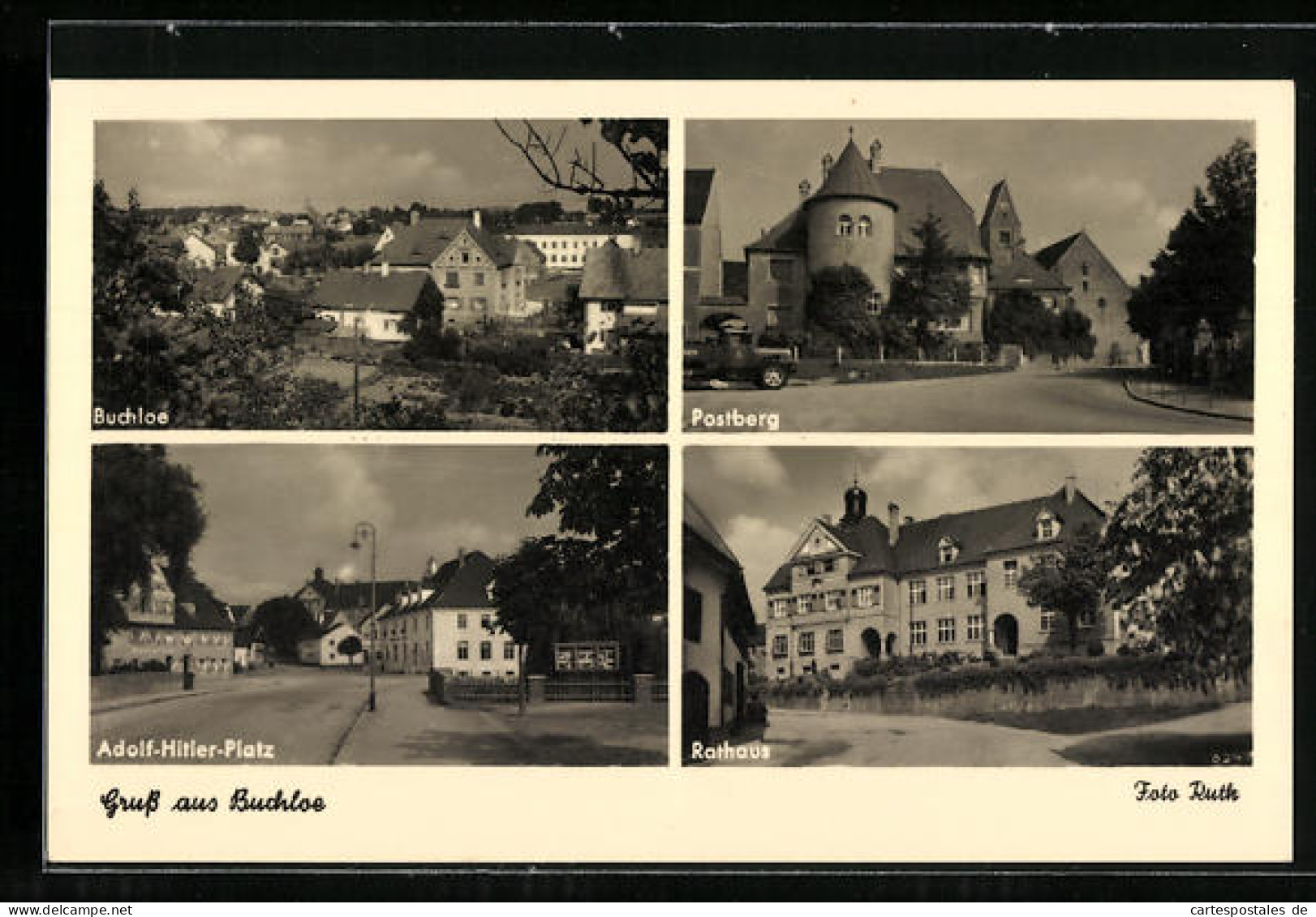 AK Buchloe, Ortsansicht, Postberg, Platz, Rathaus